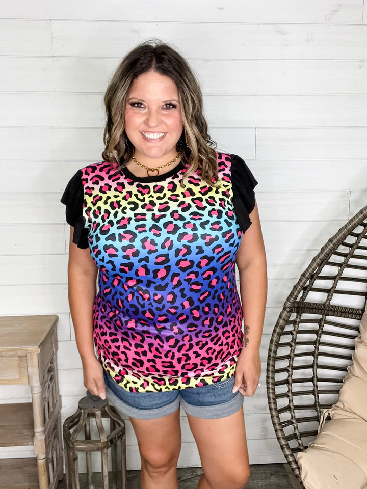 "Legacy" Animal Print Ruffle Cap Sleeve