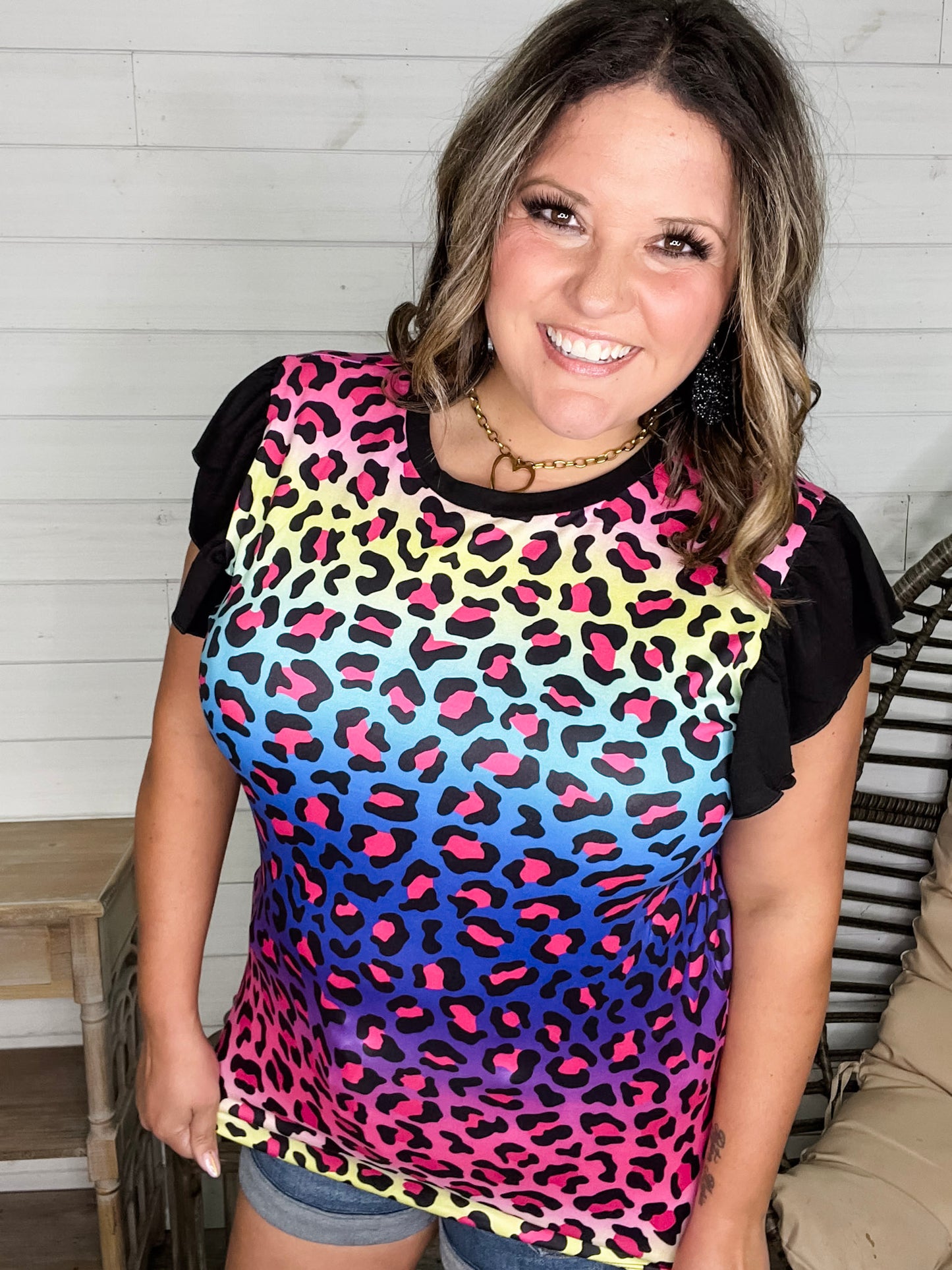 "Legacy" Animal Print Ruffle Cap Sleeve
