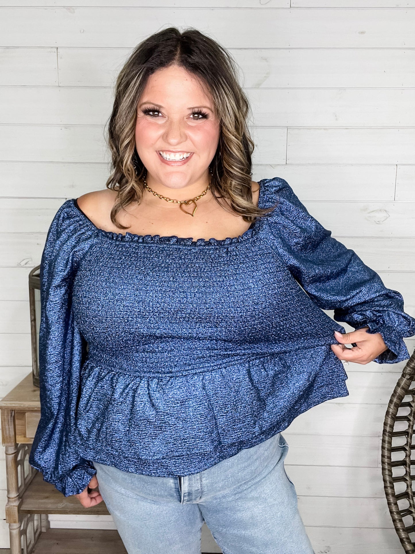 "Swiftly" Sparkle Peplum Top