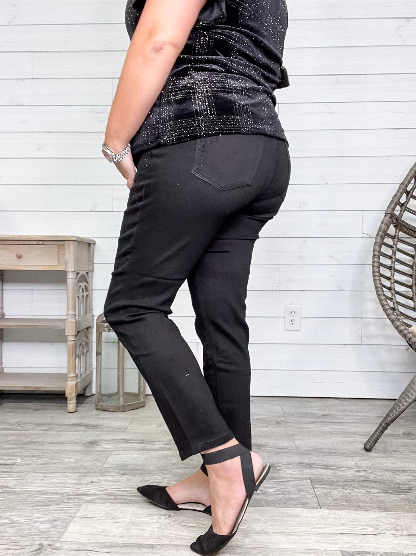 Judy Blue Black Rhinestone Slim Fit Jeans