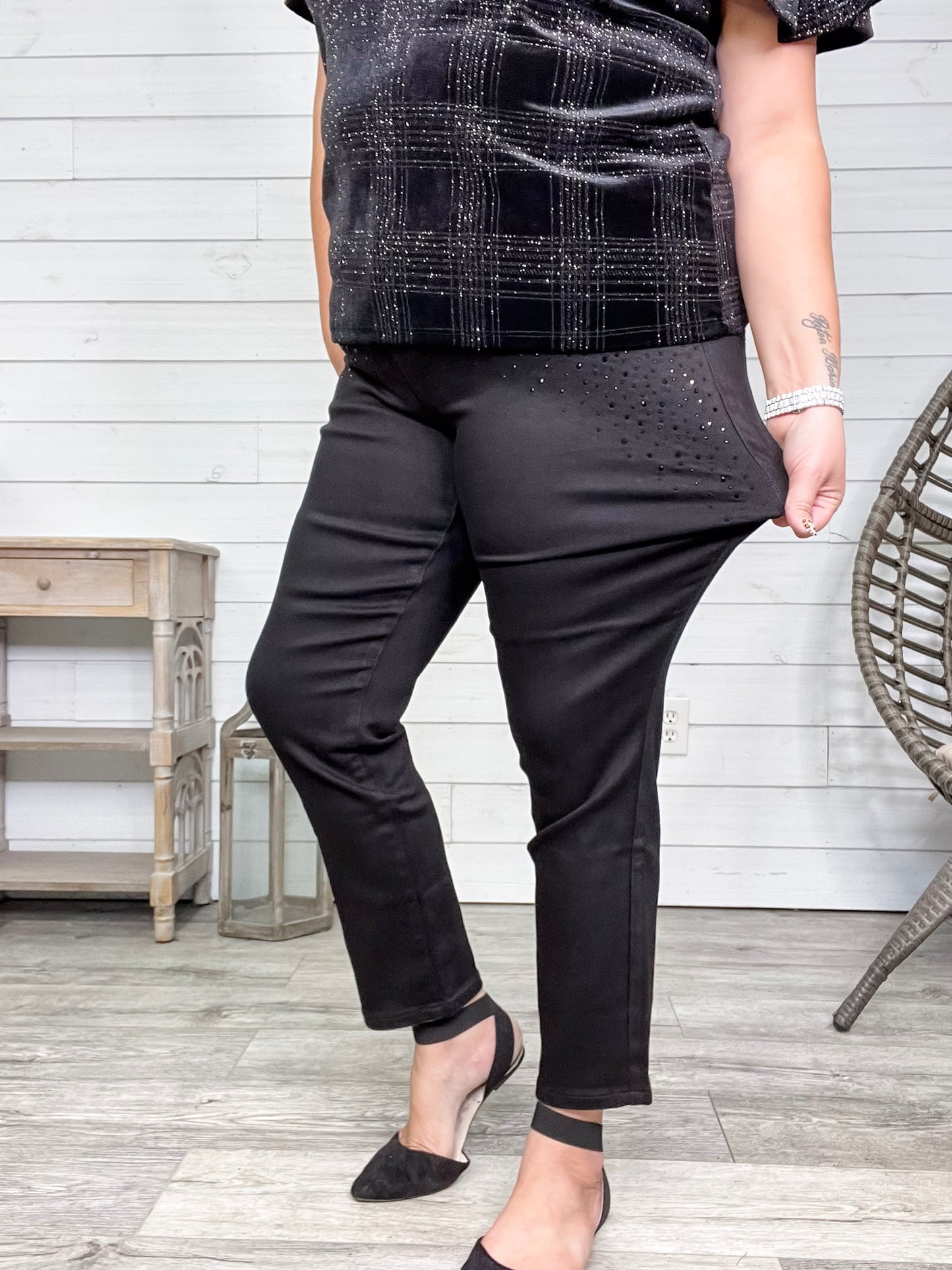 Judy Blue Black Rhinestone Slim Fit Jeans