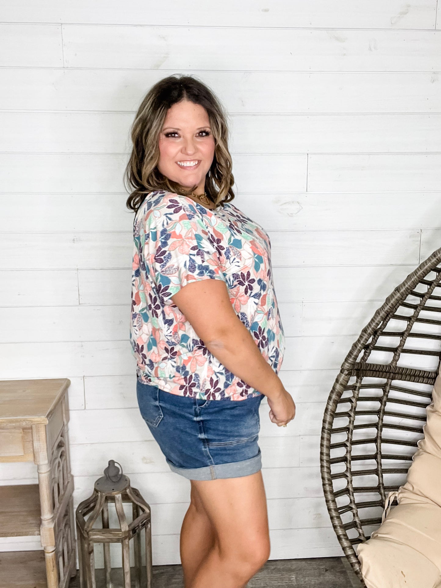 "Attention Seeker" Floral Dolman with Lace Back Detail