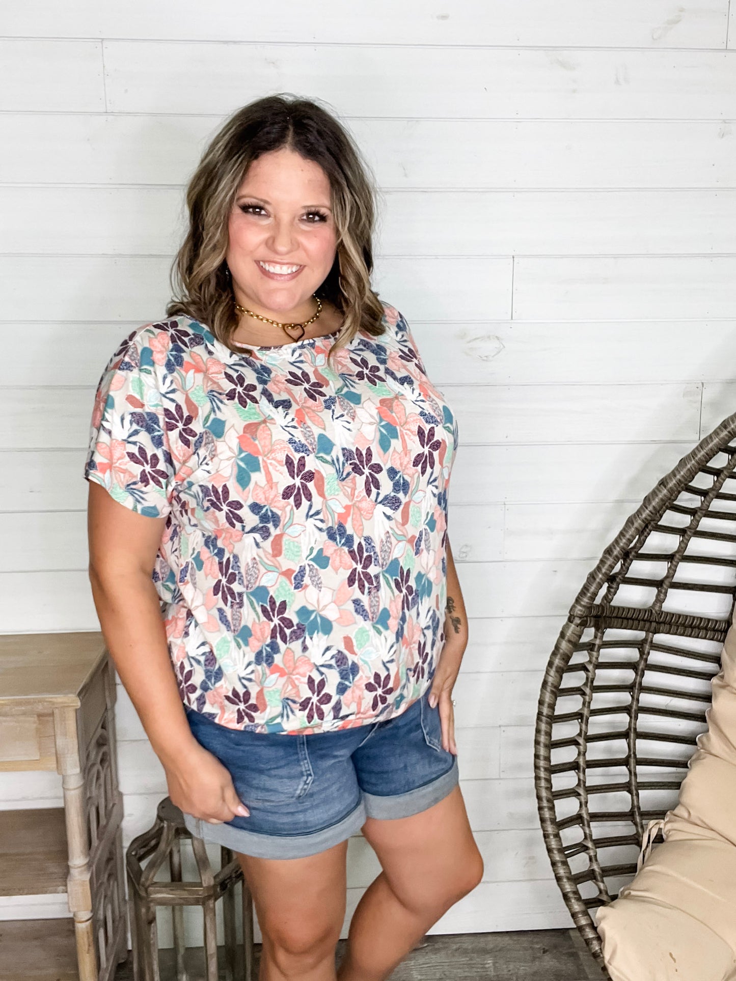 "Attention Seeker" Floral Dolman with Lace Back Detail