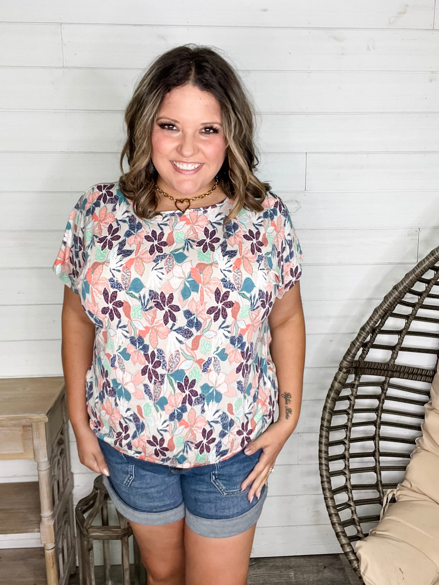 "Attention Seeker" Floral Dolman with Lace Back Detail