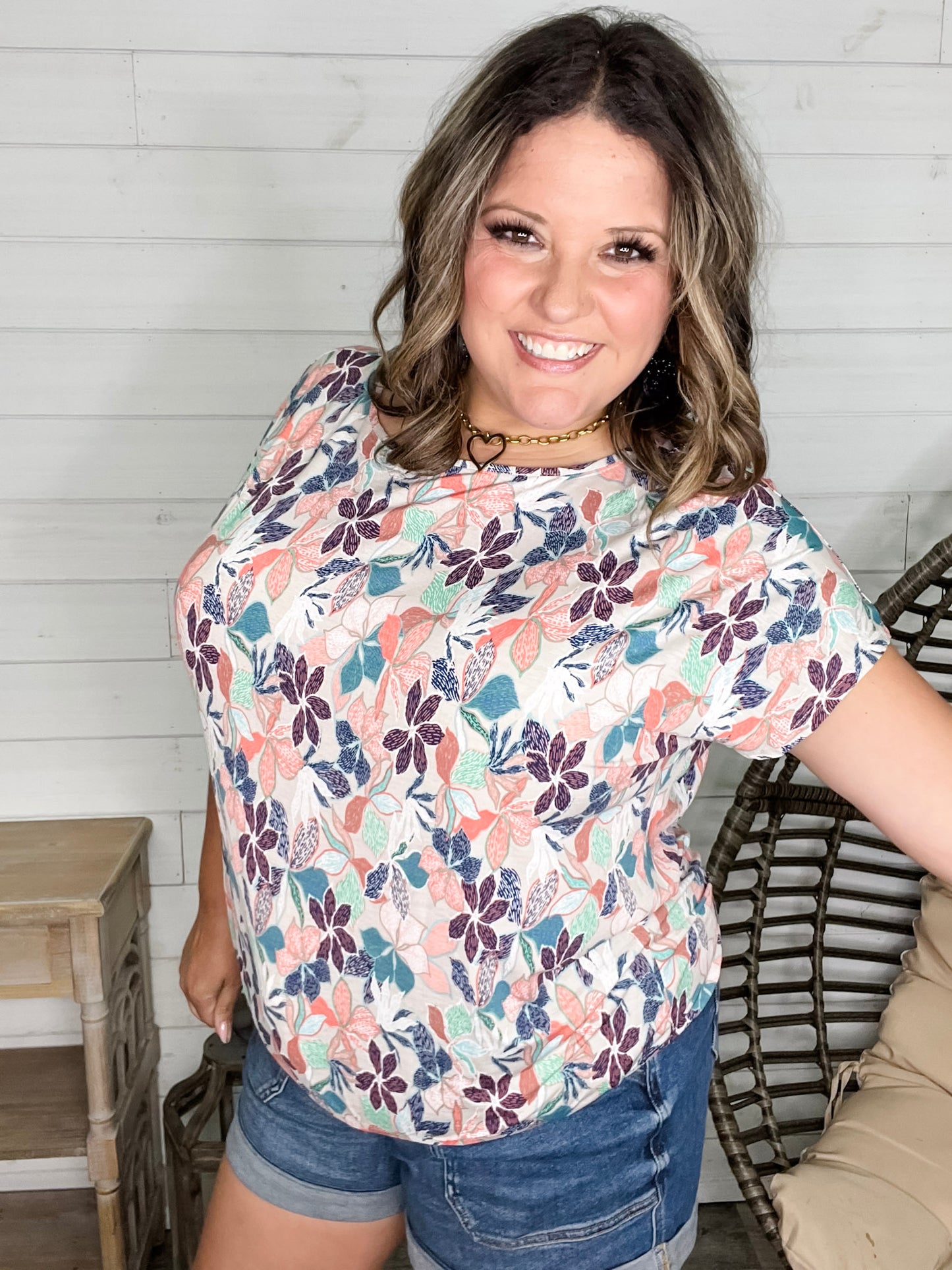 "Attention Seeker" Floral Dolman with Lace Back Detail