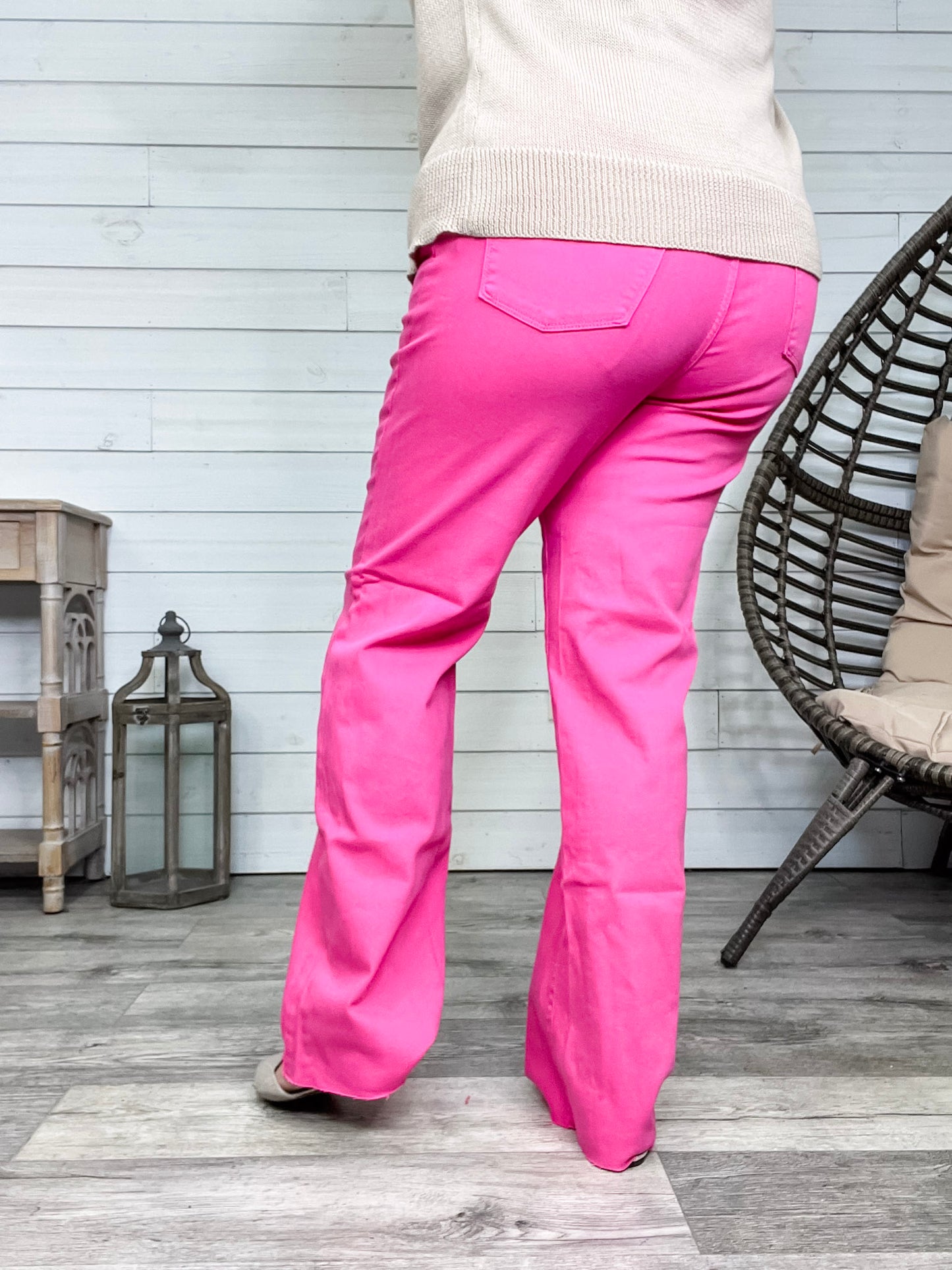 Judy Blue "Where's Ken?" Hot Pink Straight Leg Jeans
