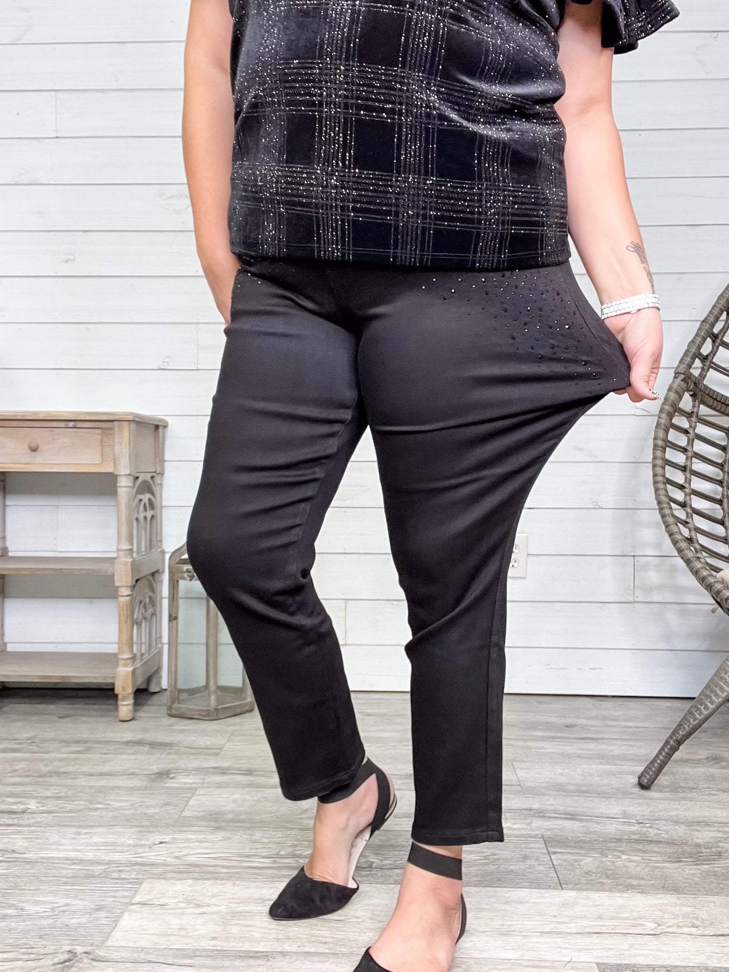 Judy Blue Black Rhinestone Slim Fit Jeans
