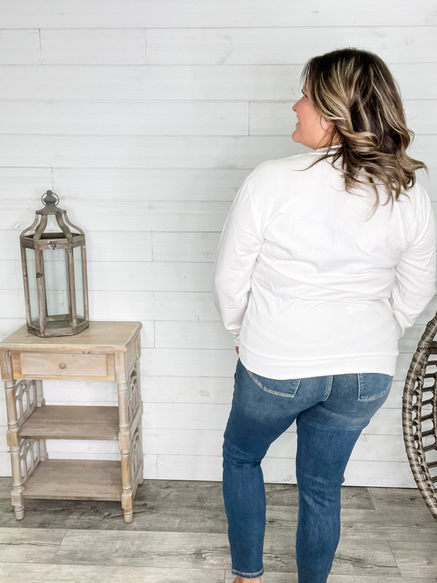 "Wifey" Embossed Crewneck Sweatshirt