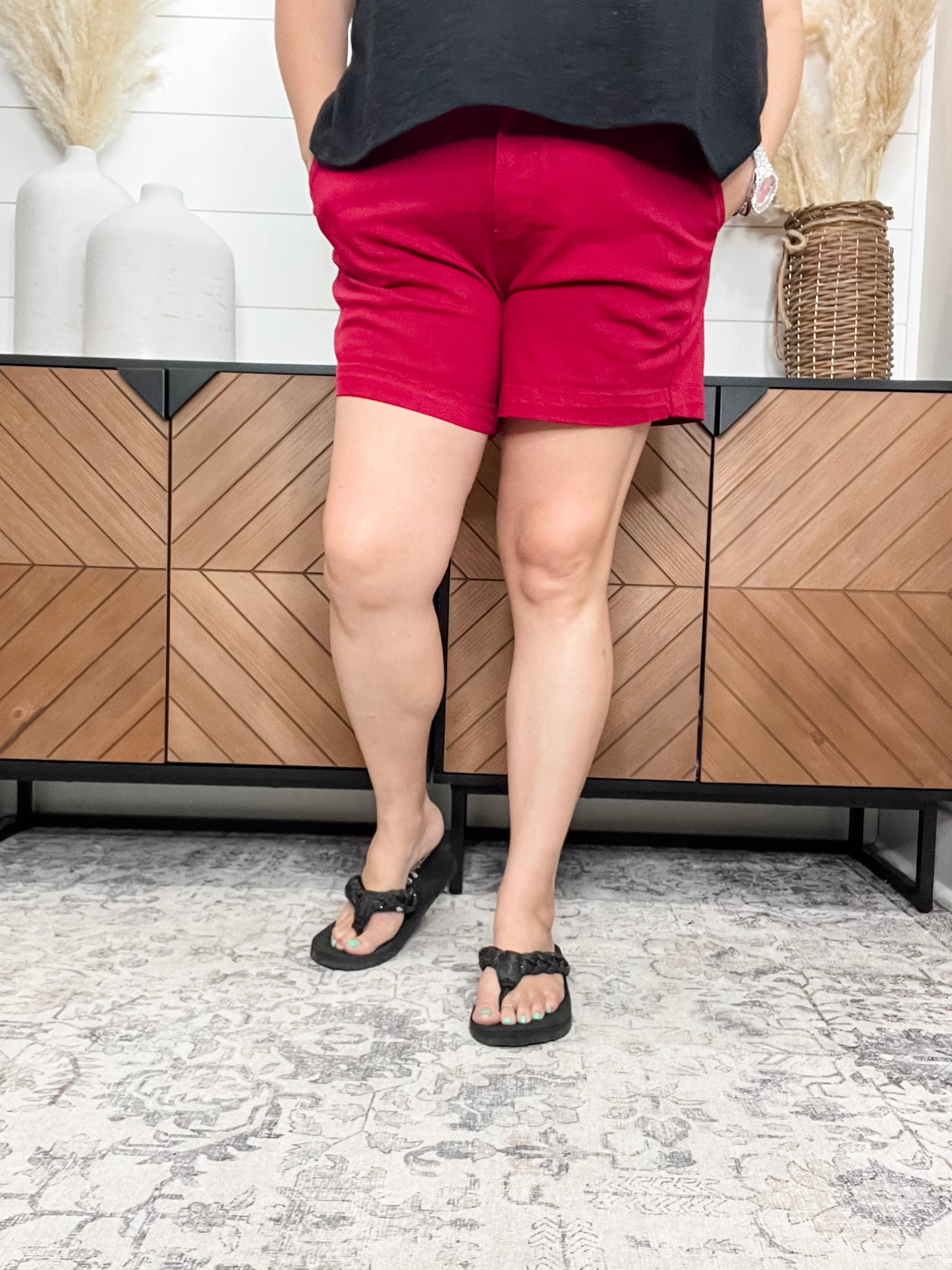 Judy Blue “In Love” Scarlet Red Heart Pocket Shorts