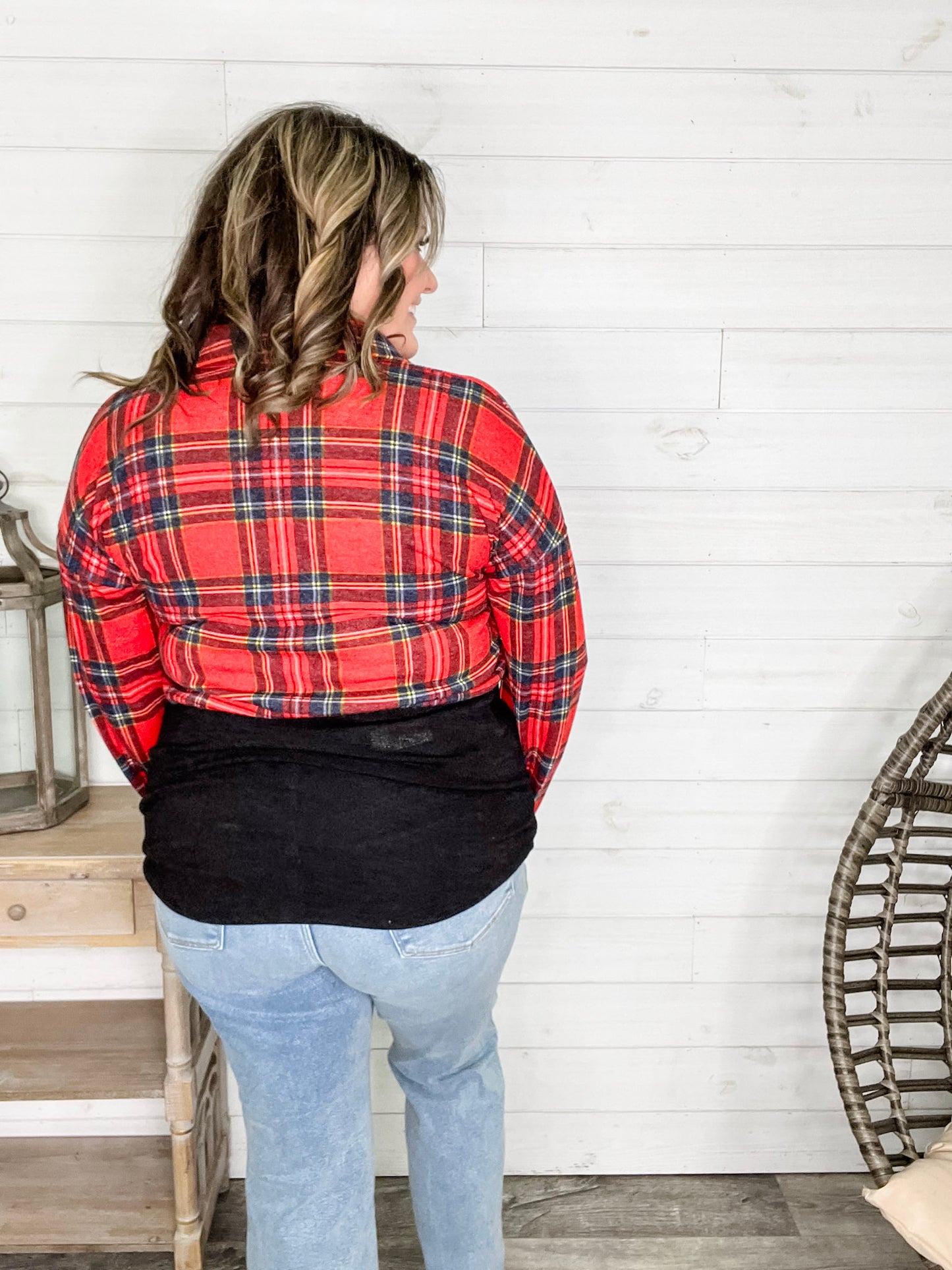 "Sawyer" Long Sleeve Button Up Plaid Colorblock