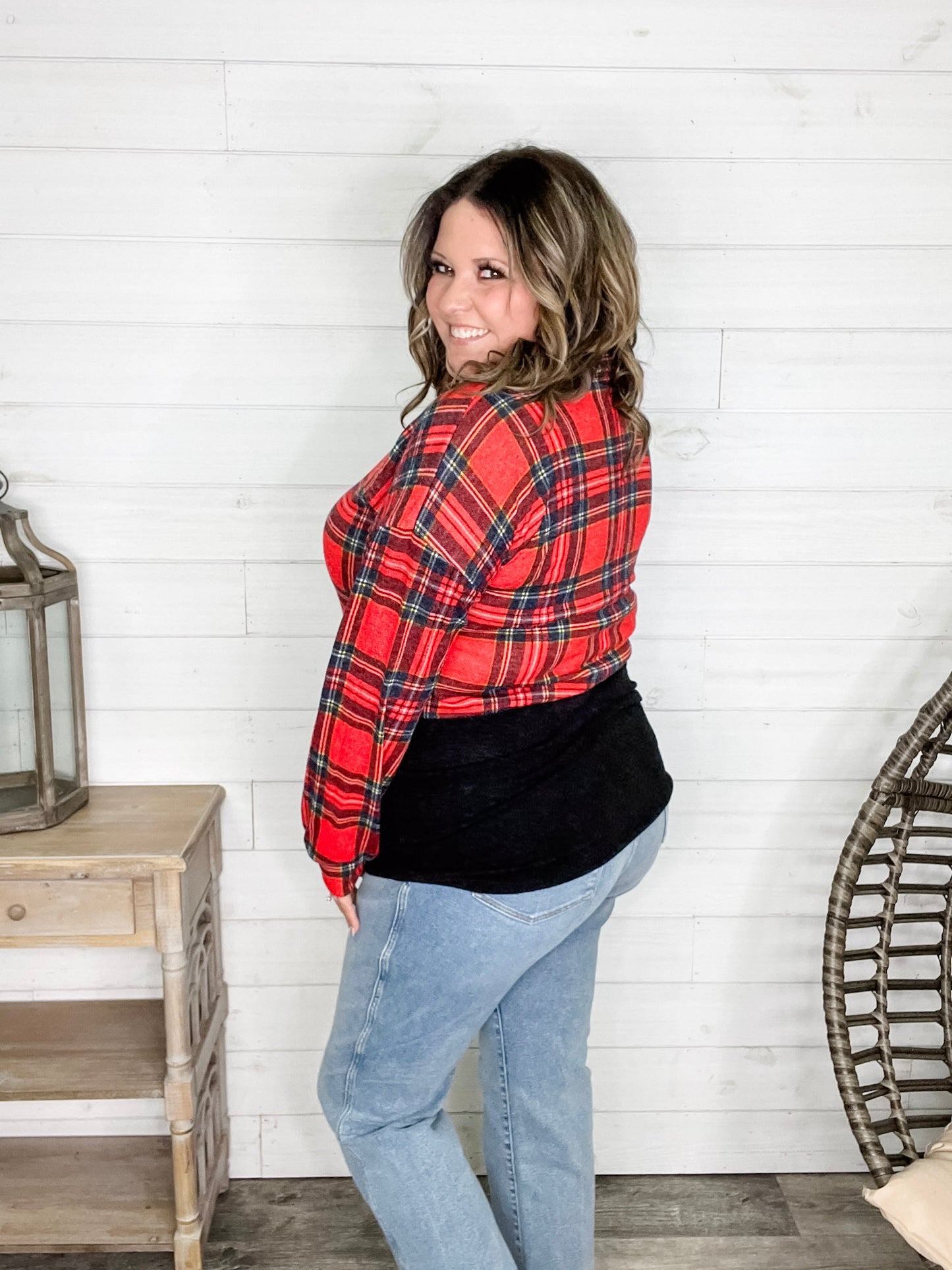 "Sawyer" Long Sleeve Button Up Plaid Colorblock