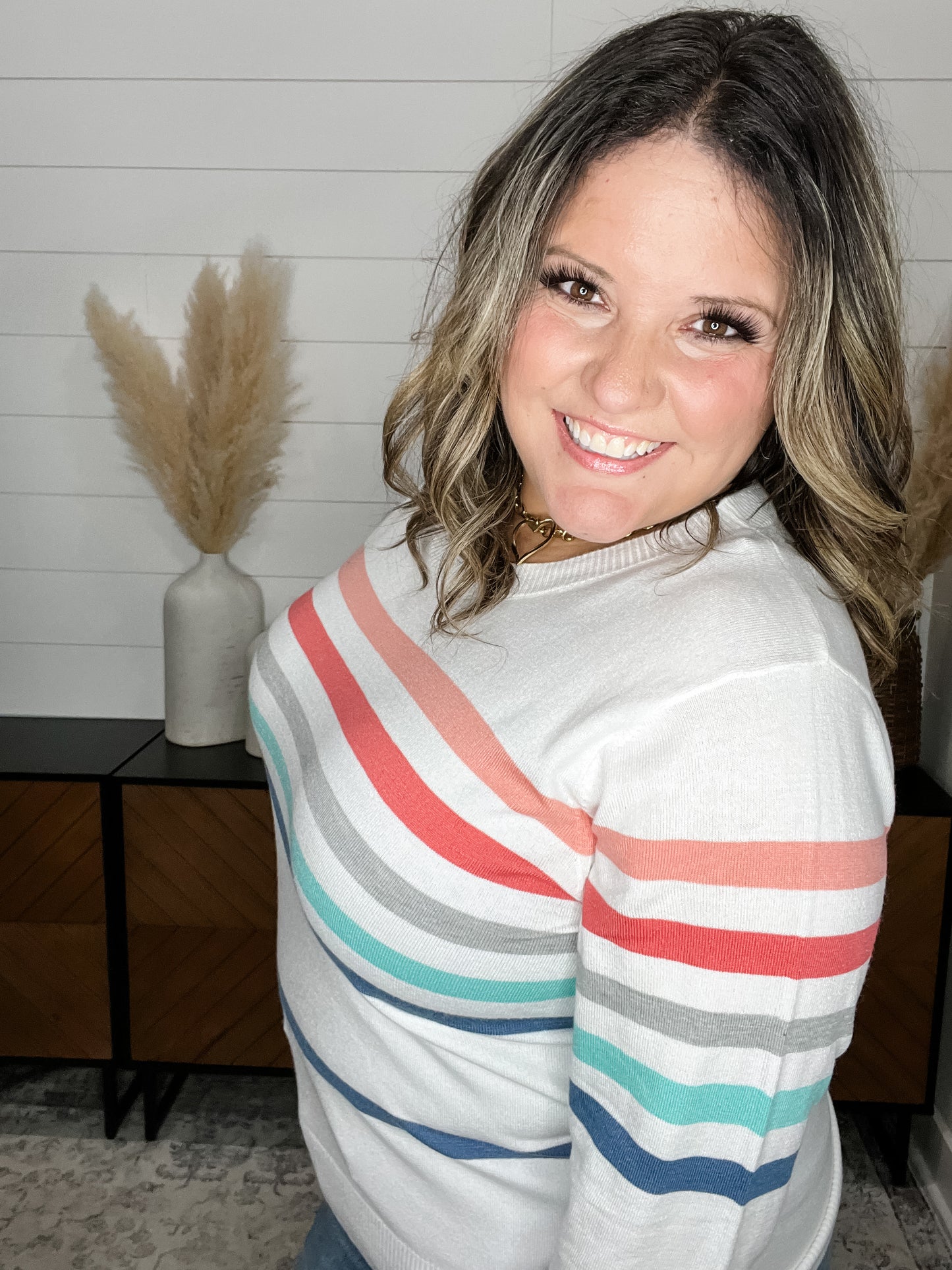 "Challis" Long Sleeve Striped Sweater
