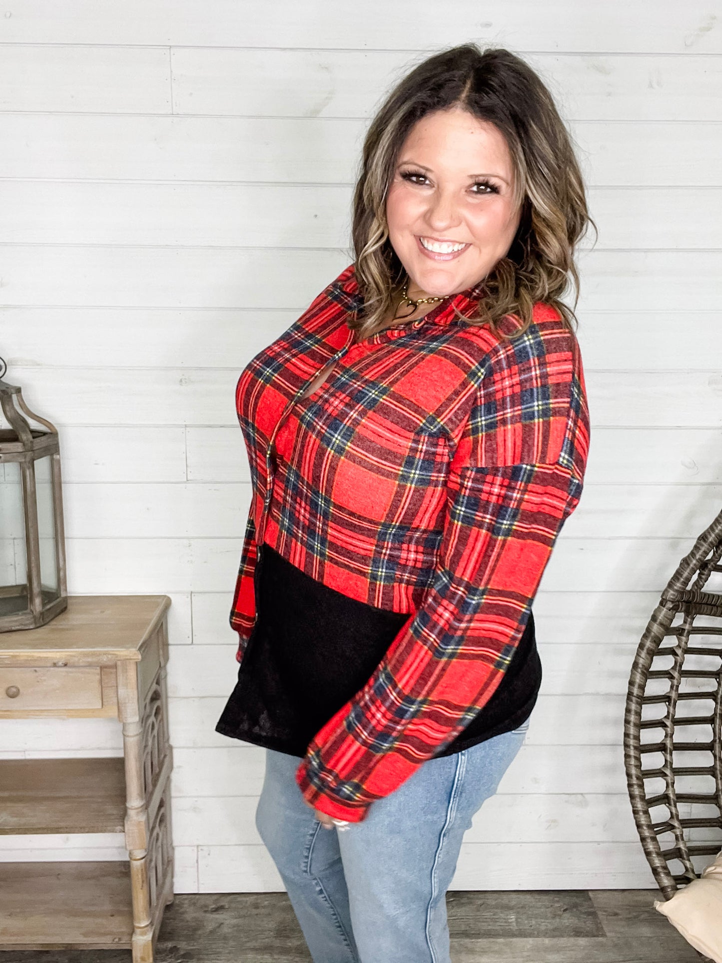 "Sawyer" Long Sleeve Button Up Plaid Colorblock