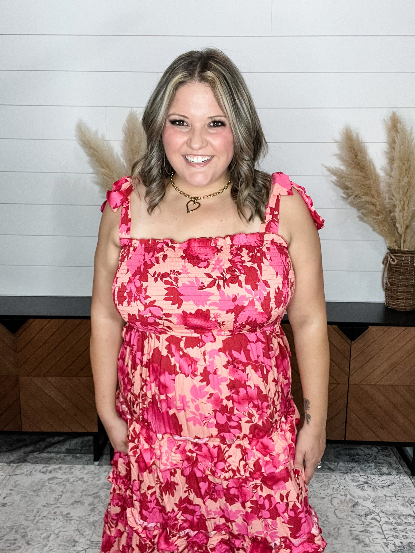 "Cabana" Smocked Floral Ruffle Tiered Maxi Dress