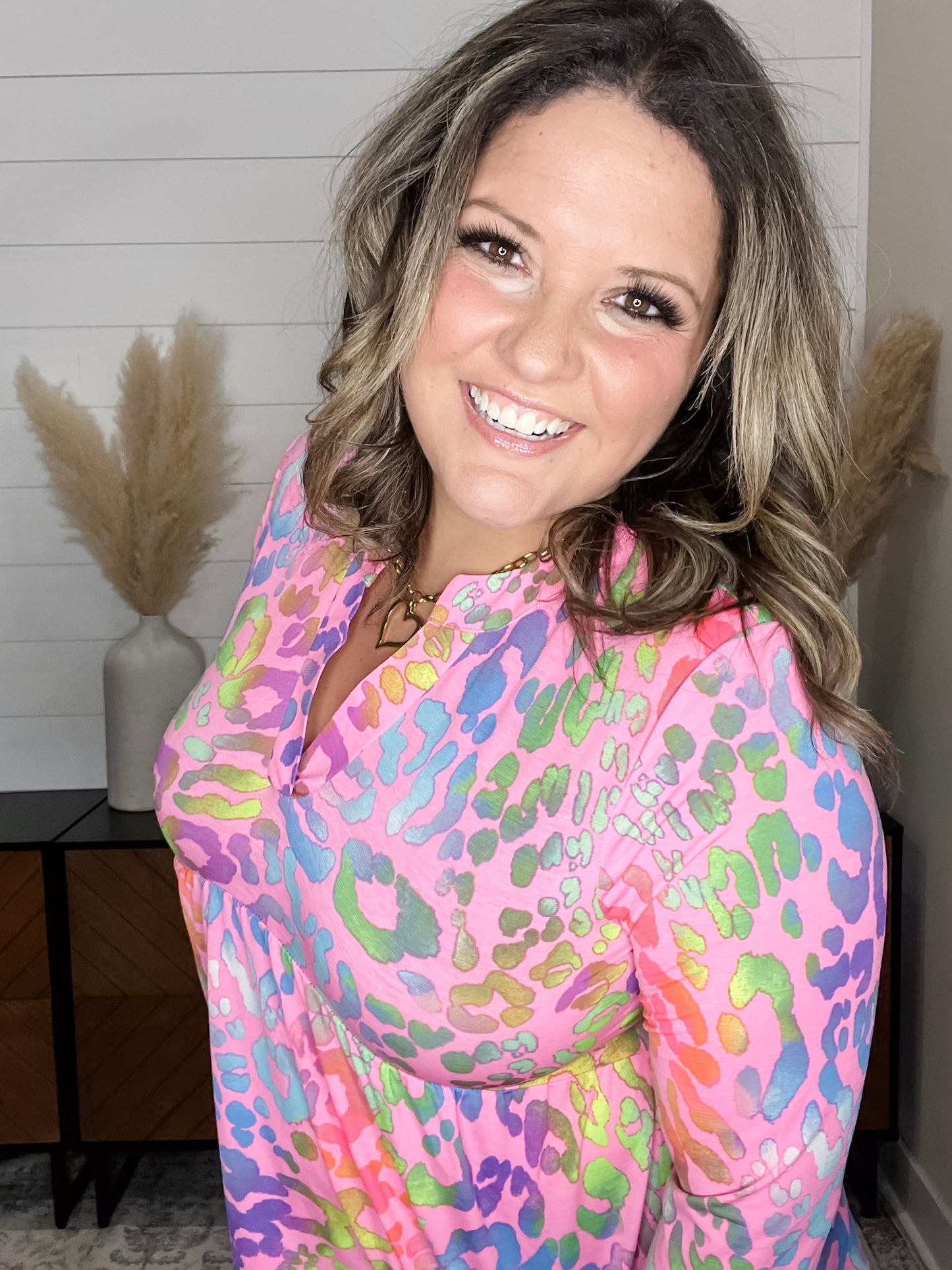 "Haley" 3/4 Sleeve Split Neck Babydoll