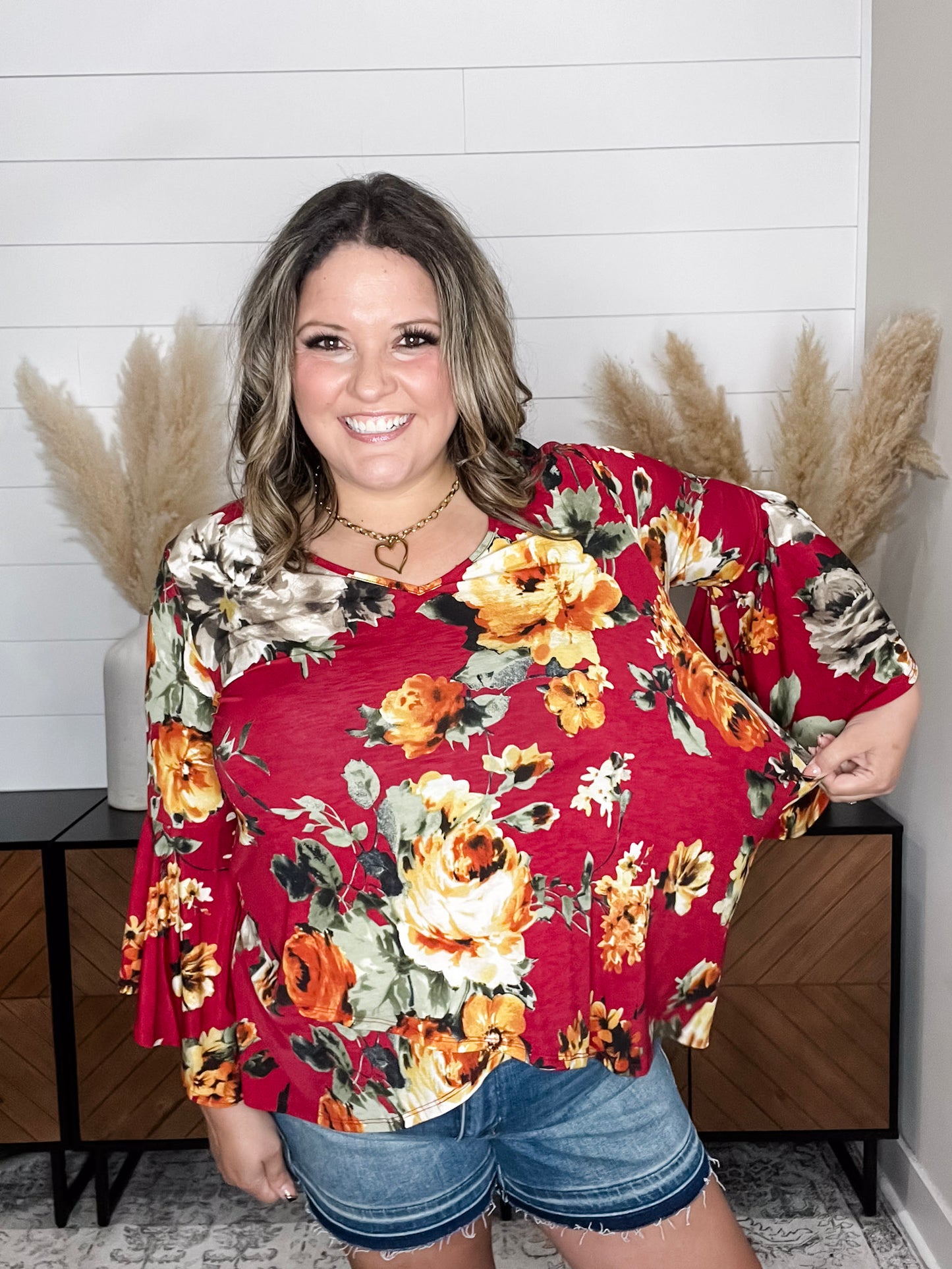 "Crisp" Bell Sleeve V Neck