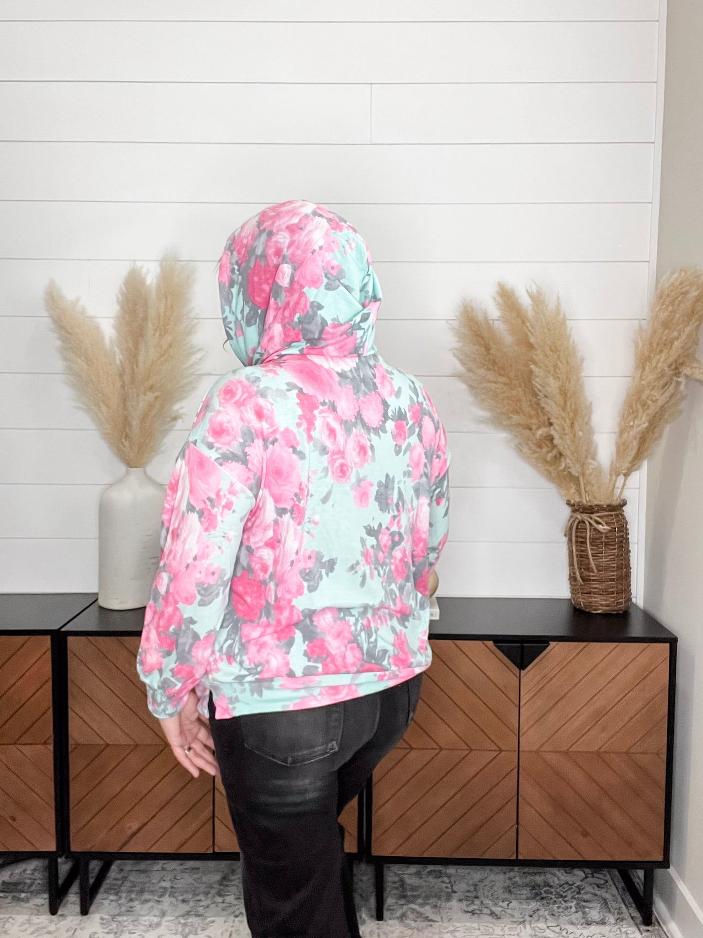 "Elapse" Floral Balloon Sleeve Hoodie