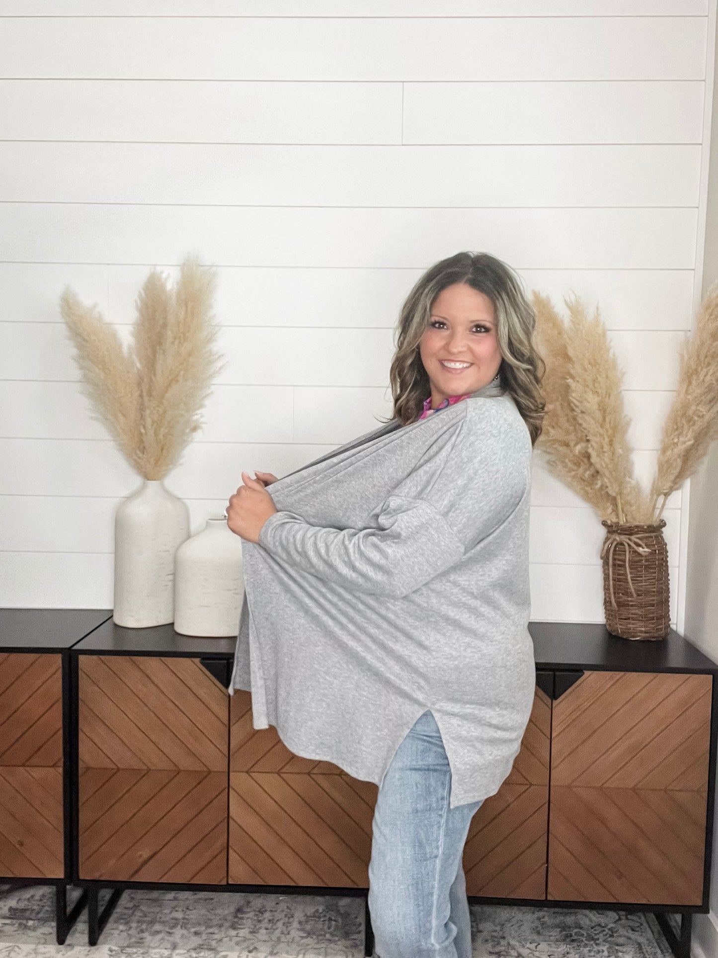 Ribbed Cardigan (Heather Grey)