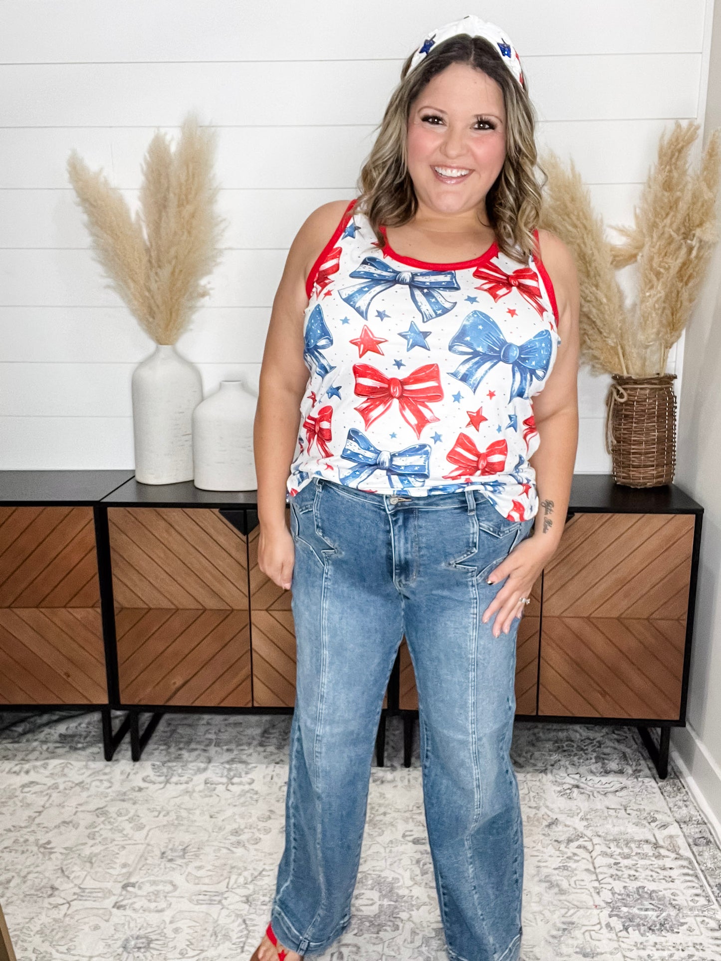 Judy Blue Star Detail Wide Leg Jeans