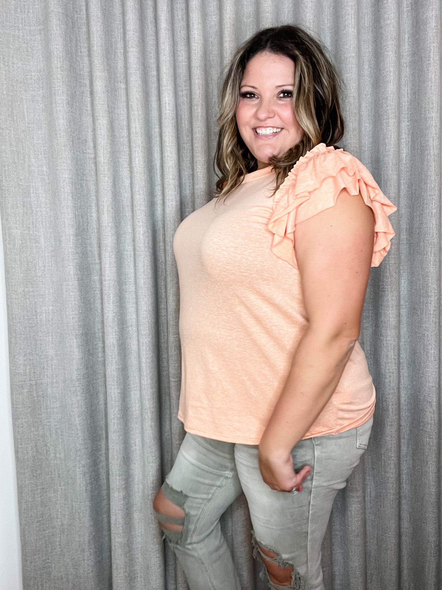 Dreamcicle ruffle cap sleeve tee