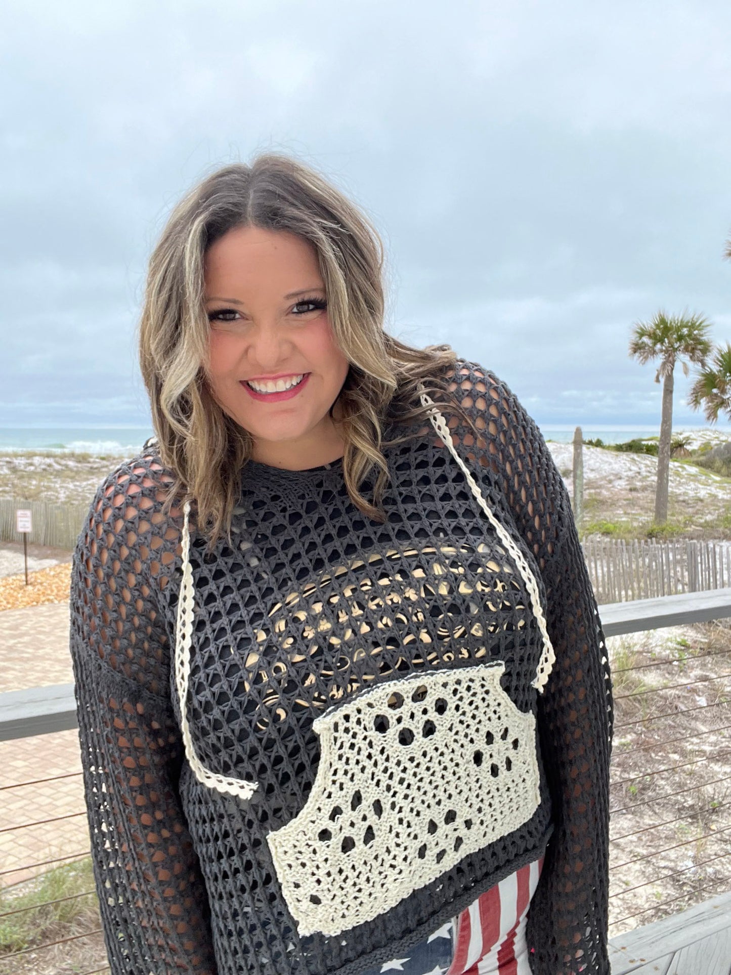 Pol - Crochet Hoodie (Mint & Charcoal)