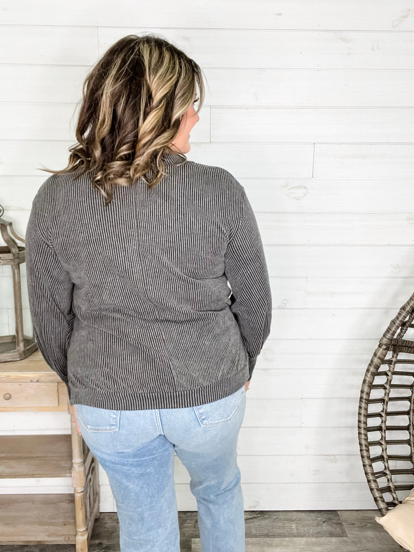 "If You Say So" V Neck Long Sleeve Ribbed Weekender