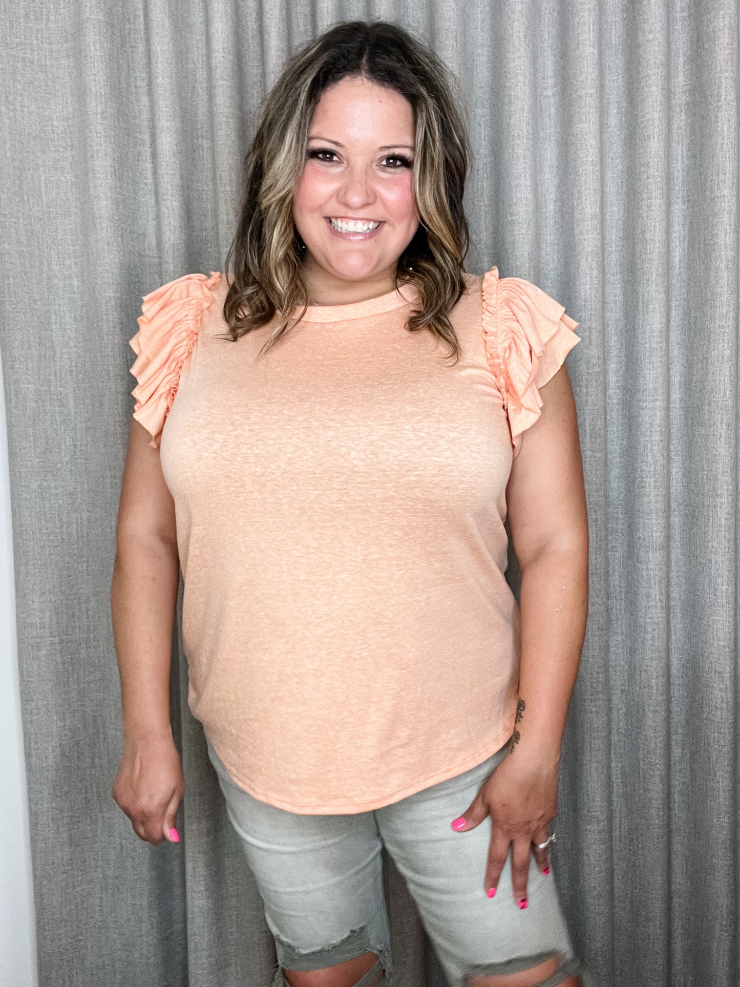 Dreamcicle ruffle cap sleeve tee