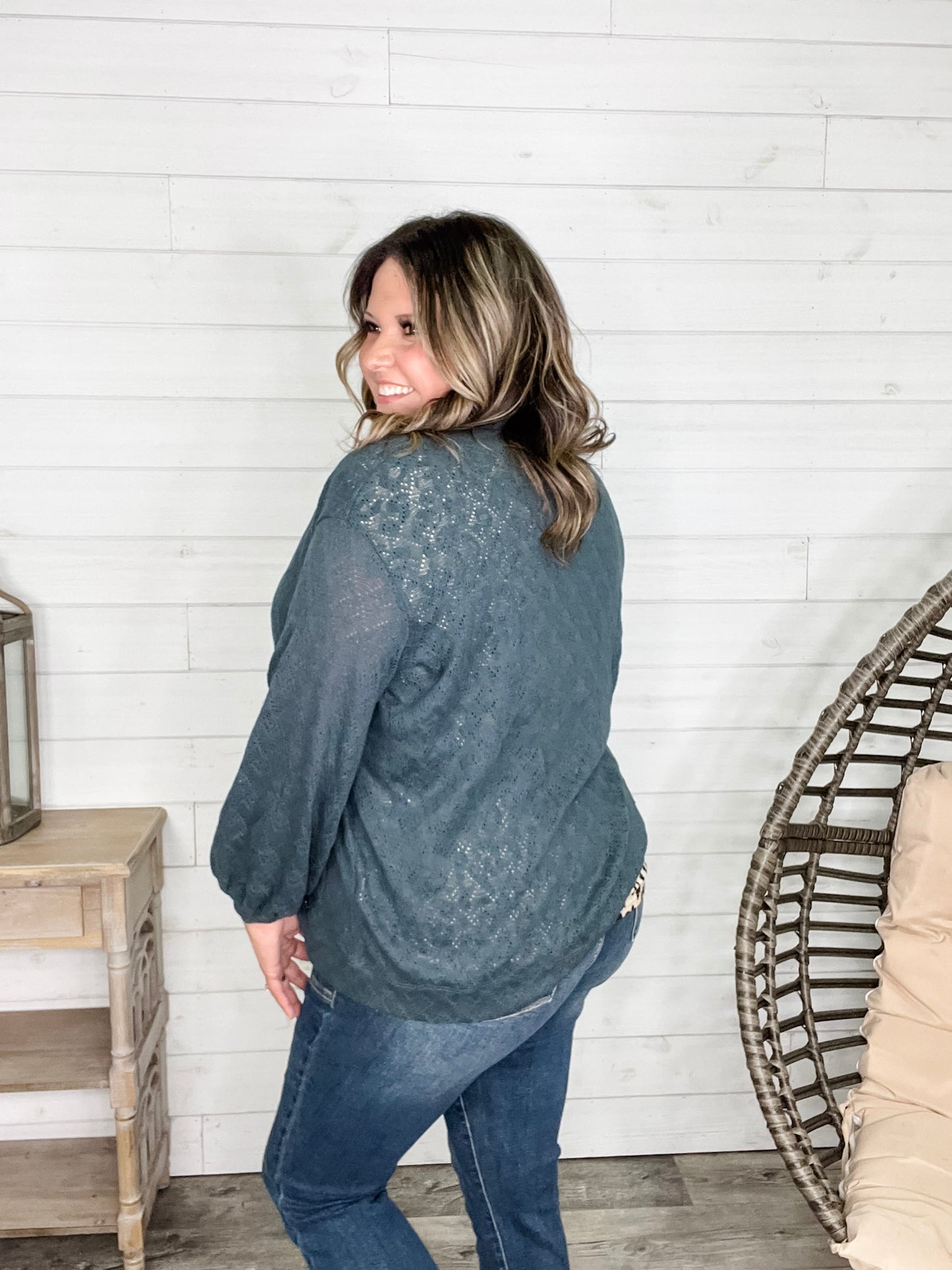 "Step Aside" Balloon Sleeve Cardigan