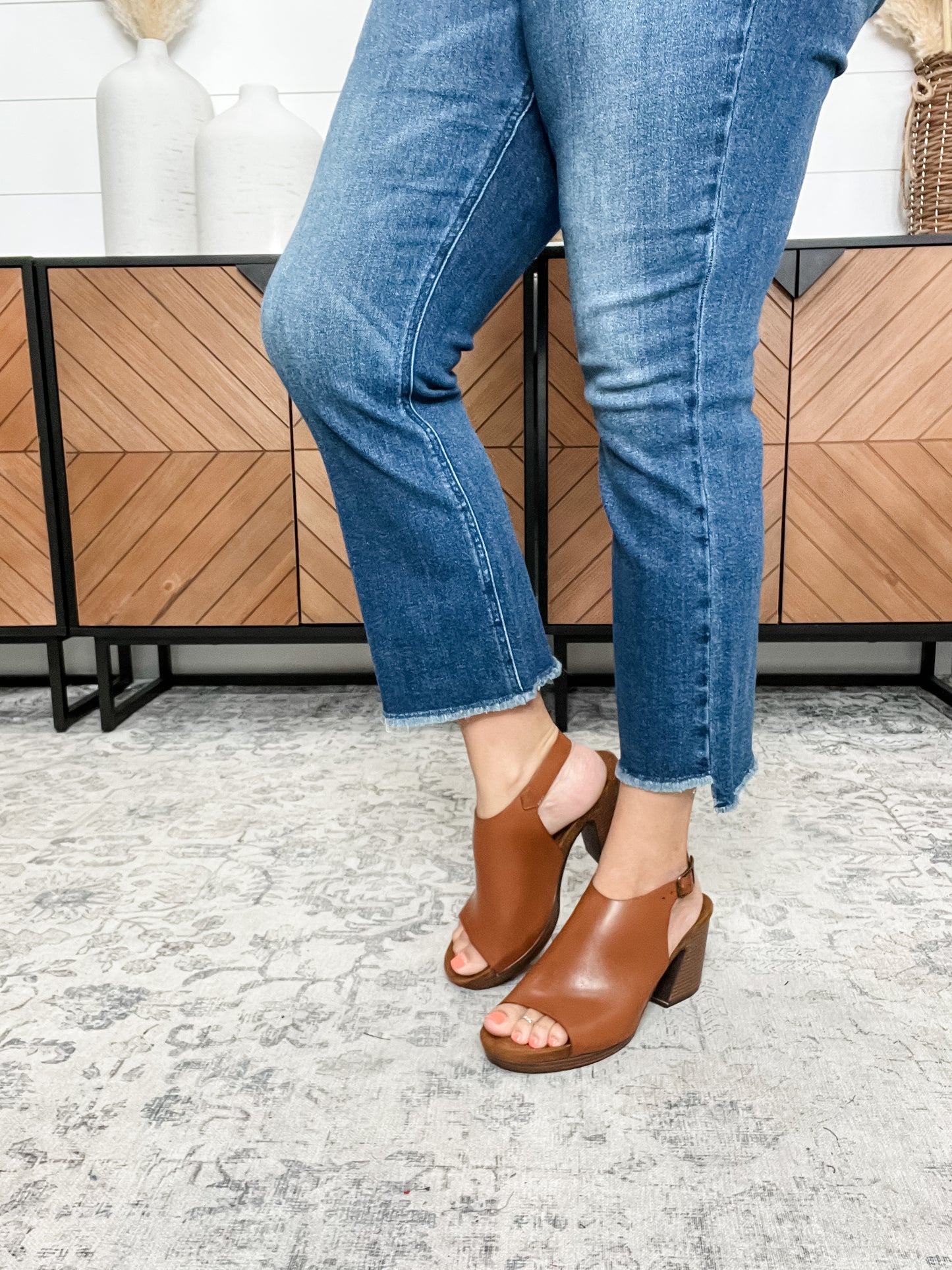Pierre Dumas "Morgen" Block Heel Sandal (Cognac)