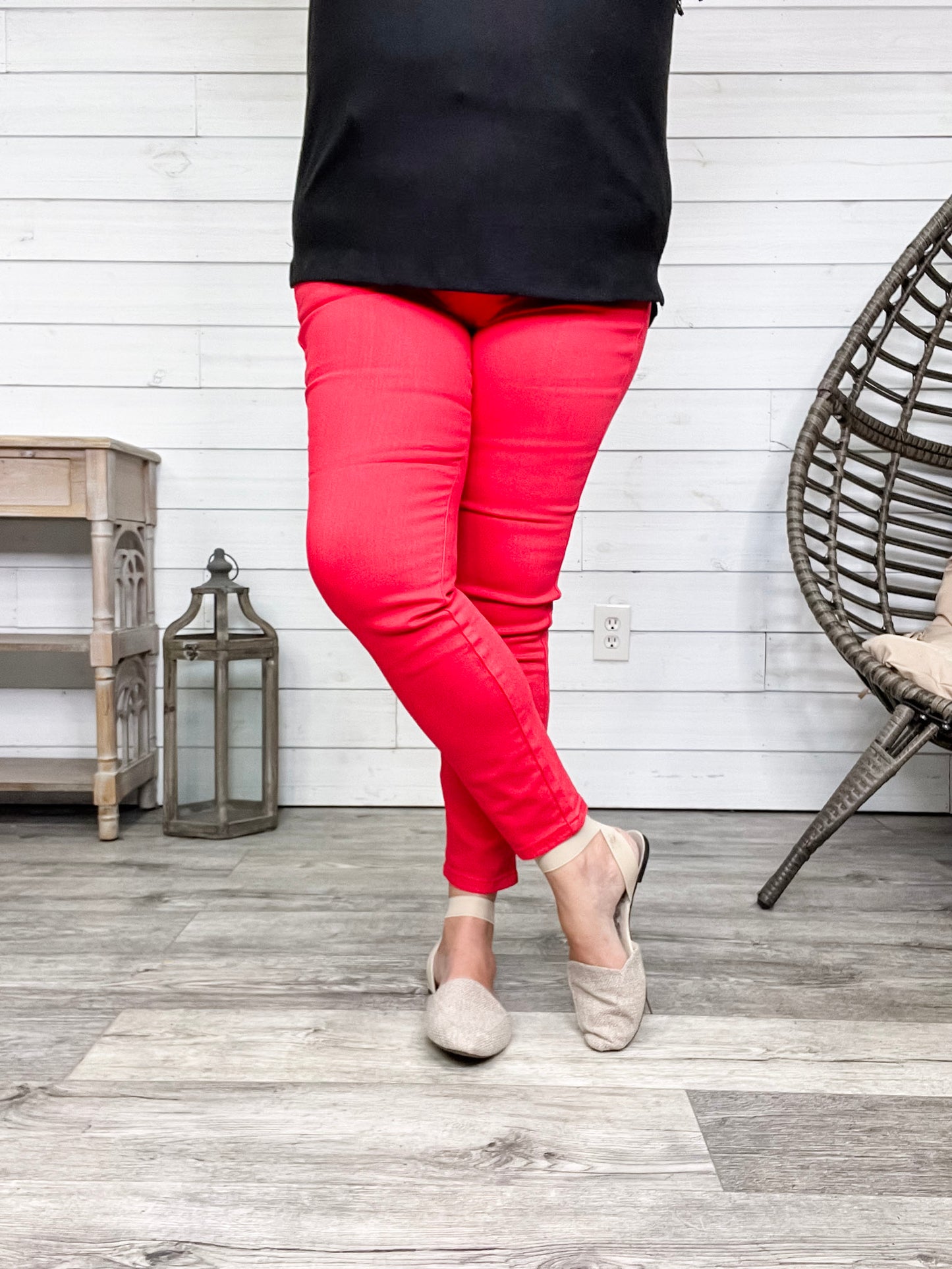 Judy Blue "Fire Engine" Red Tummy Control Skinny Jeans