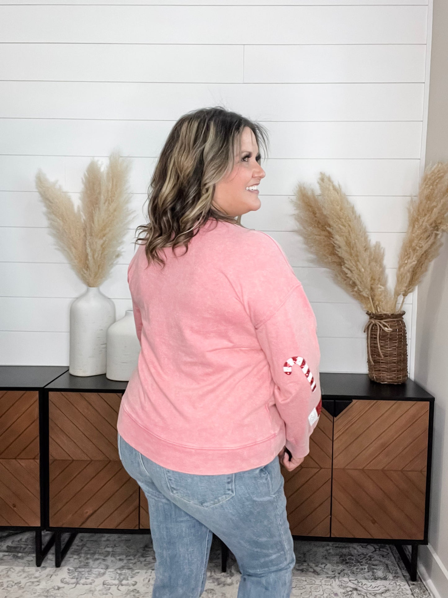 Sequin Candy Cane & Hat Long Sleeve