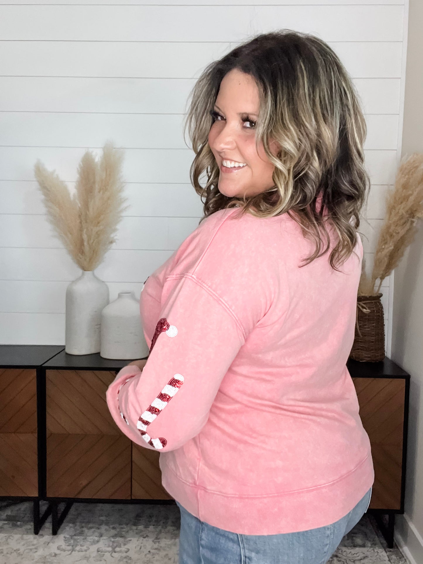 Sequin Candy Cane & Hat Long Sleeve