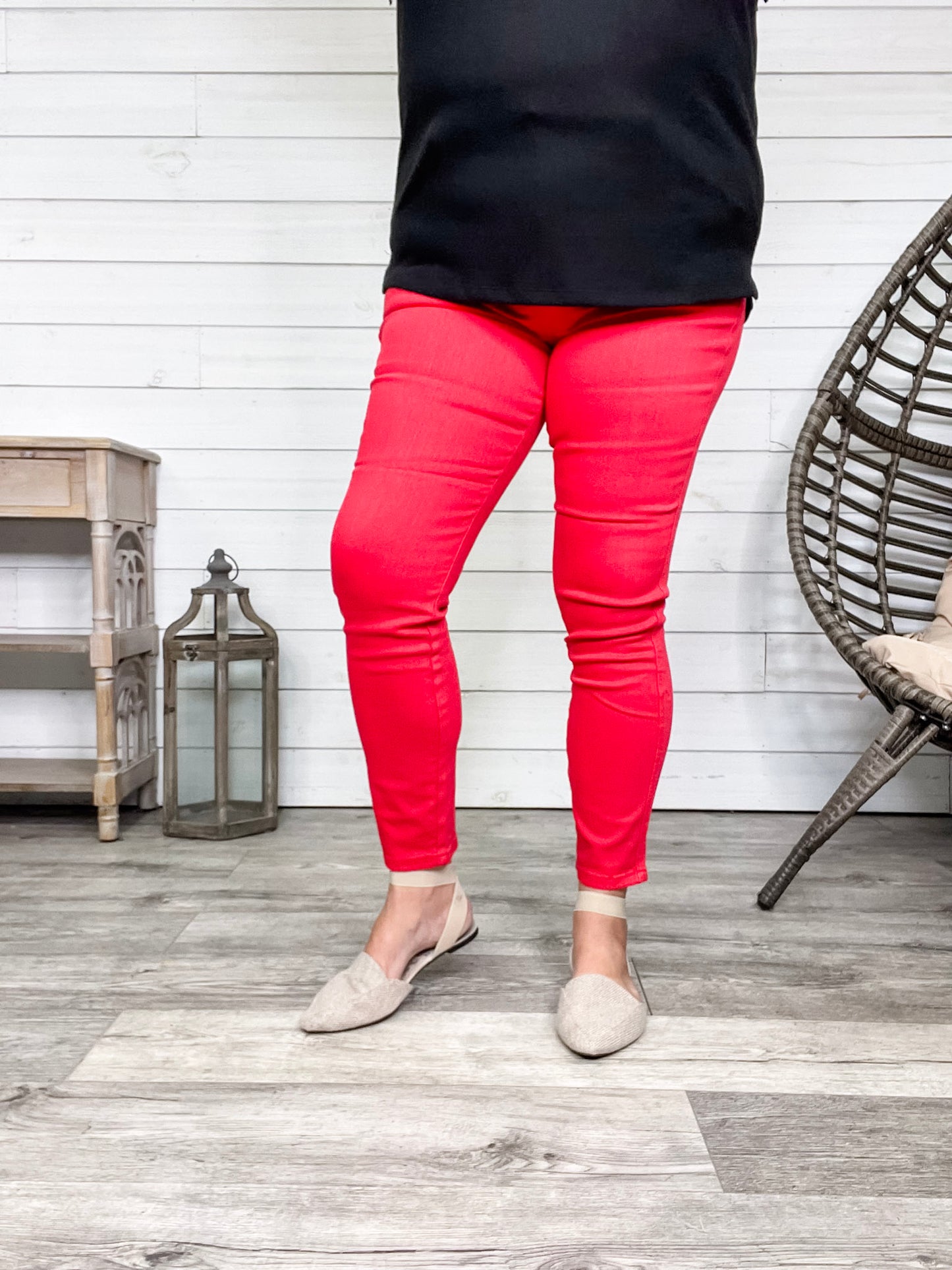 Judy Blue "Fire Engine" Red Tummy Control Skinny Jeans