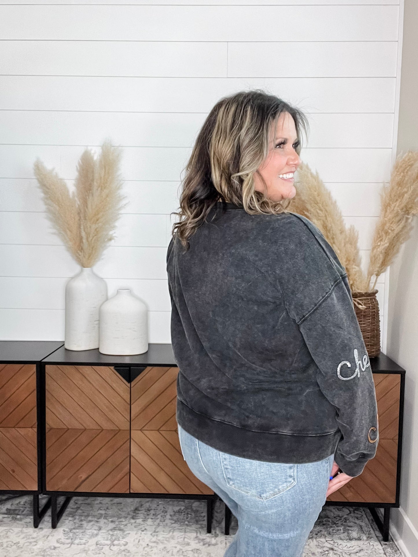 Sequin Cheers Long Sleeve (Black)