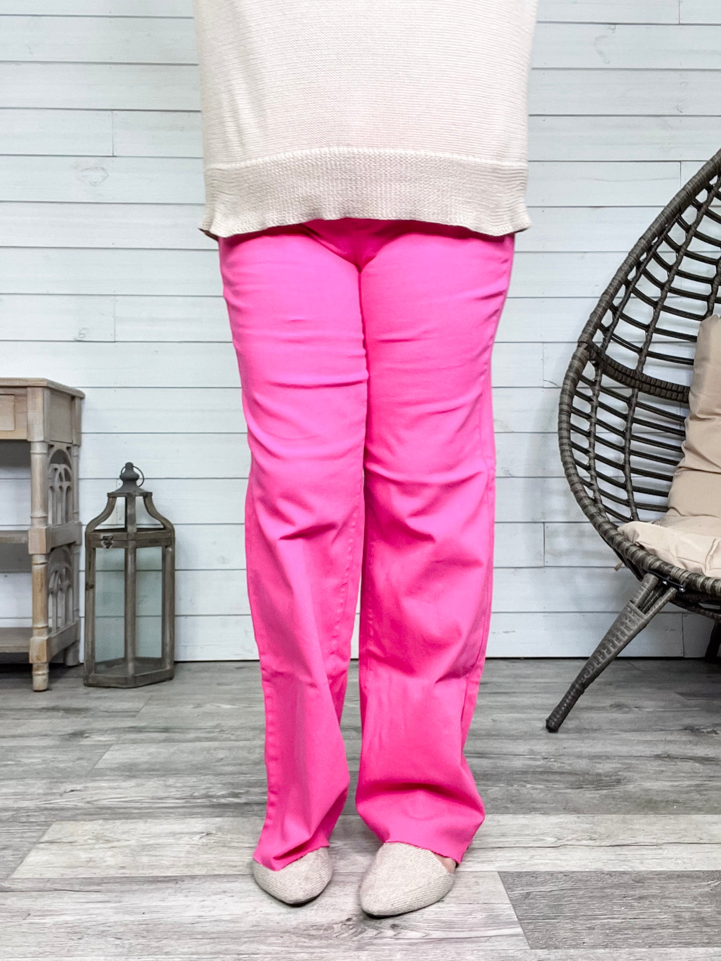 Judy Blue "Where's Ken?" Hot Pink Straight Leg Jeans