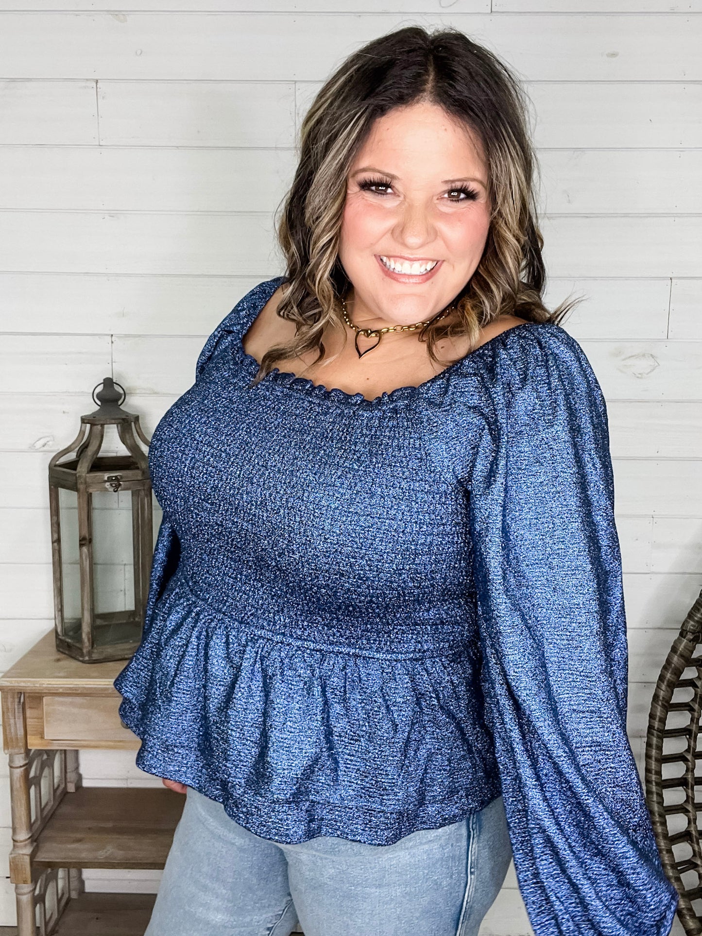 "Swiftly" Sparkle Peplum Top