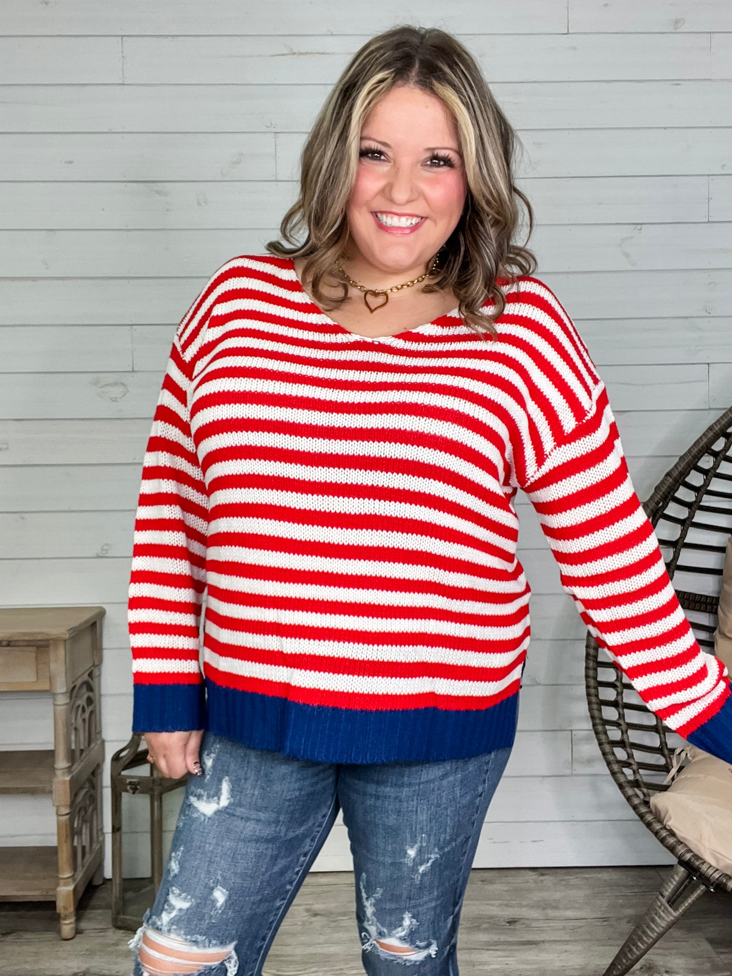 "First Alert" Stripe Sweater