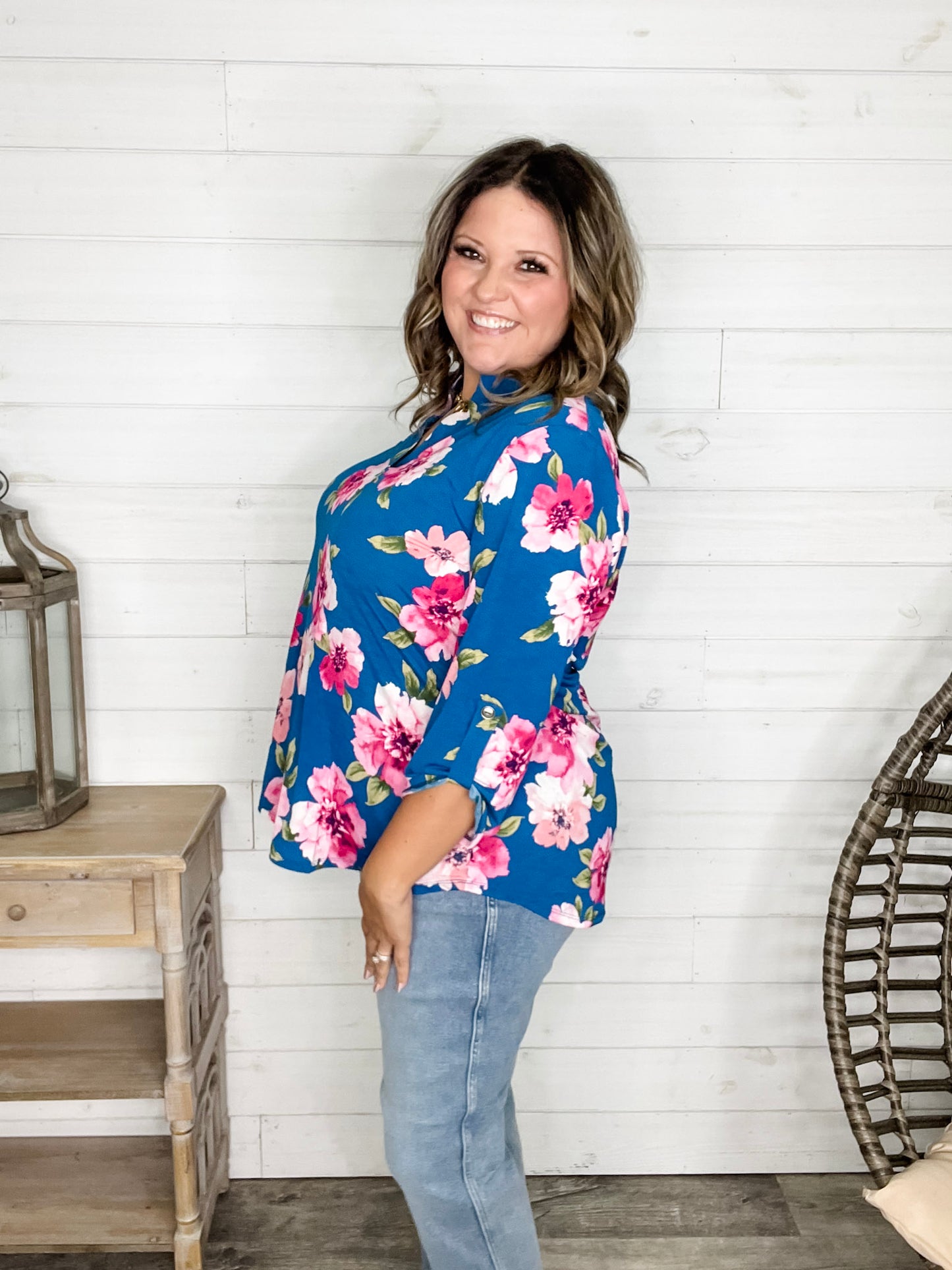 "Lavery" 3/4 Sleeve Split Neck Tops