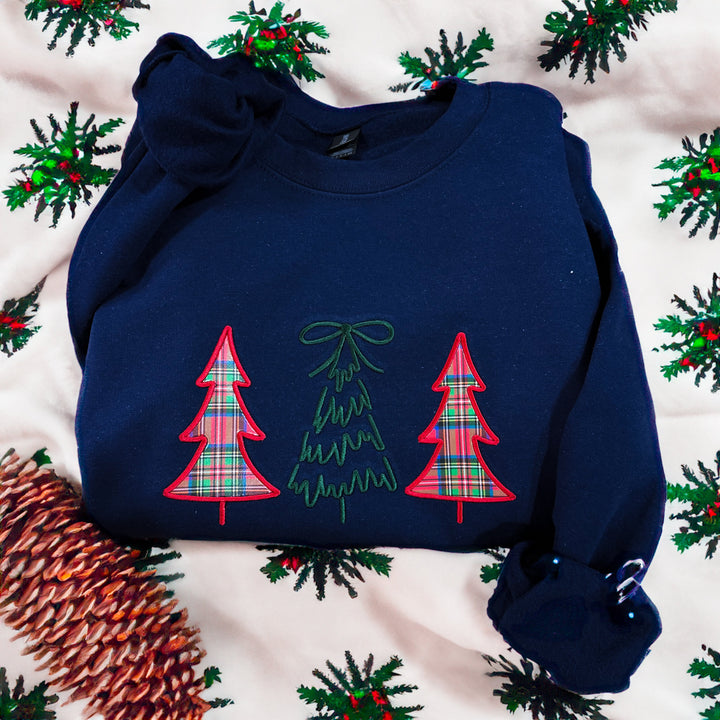 Tartan plaid appliqué sweatshirt