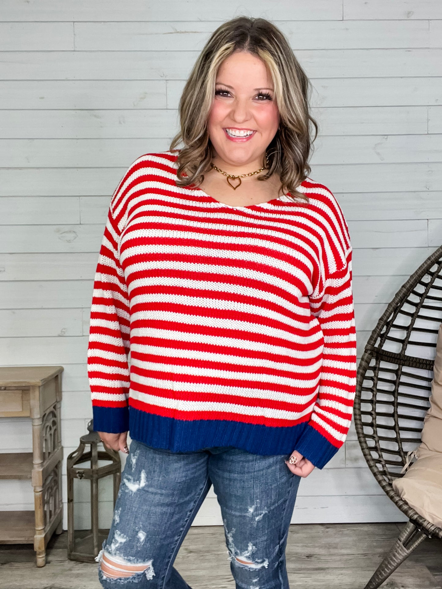 "First Alert" Stripe Sweater