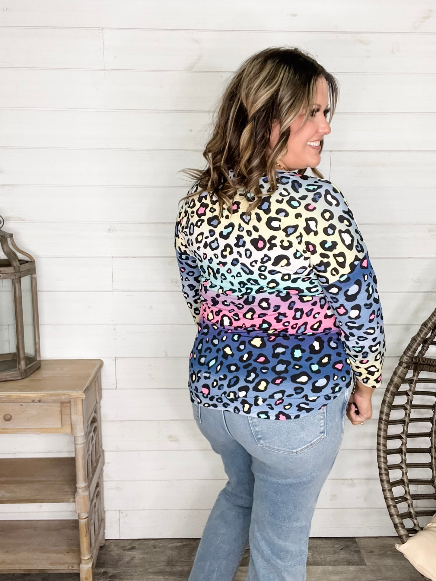 "Couldn't Help It" Animal Print 3/4 Sleeve V Neck