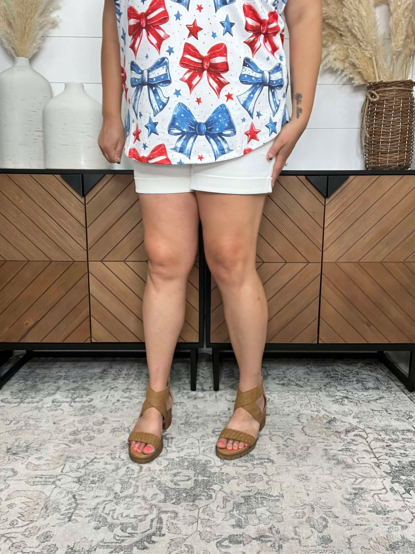 Judy Blue “Bright Lights” White Cuffed Shorts