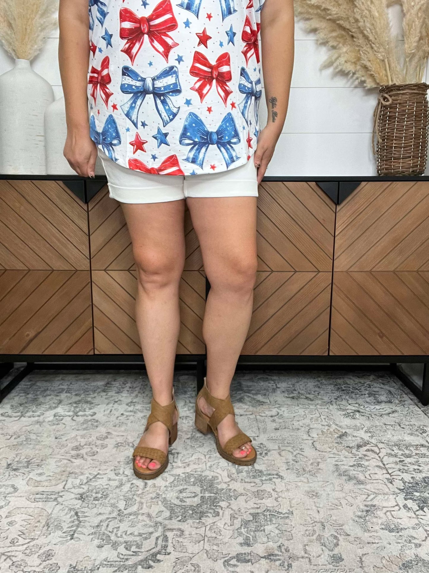 Judy Blue “Bright Lights” White Cuffed Shorts