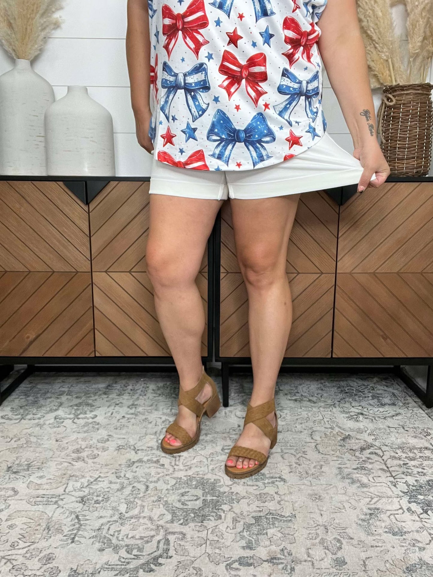 Judy Blue “Bright Lights” White Cuffed Shorts