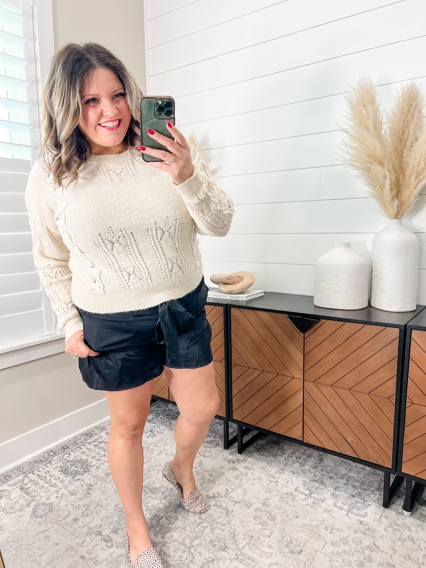 "Zealous" Long Sleeve Sweater with Lace Detail
