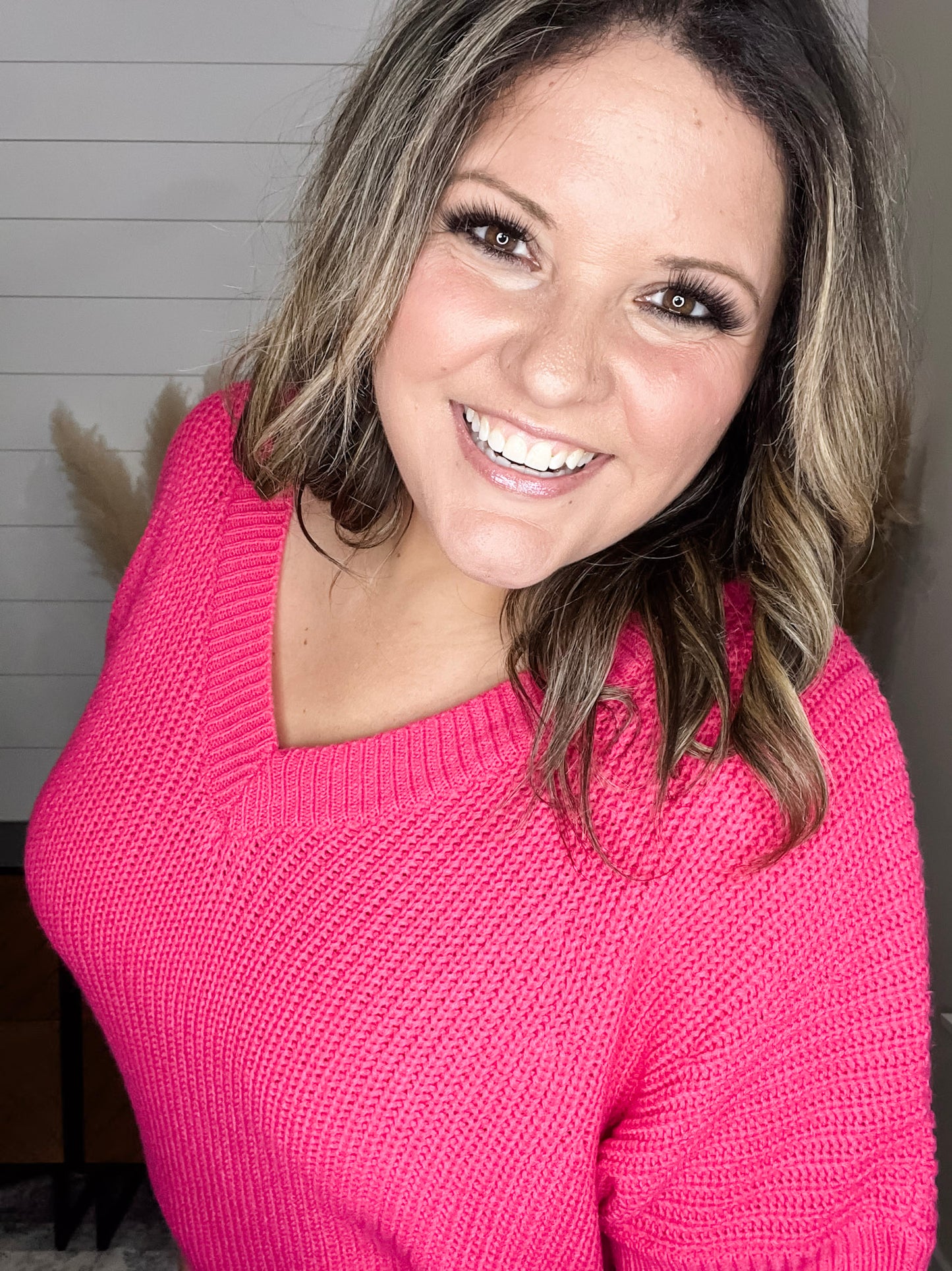 "Catching" Dolman Style V Neck Sweater