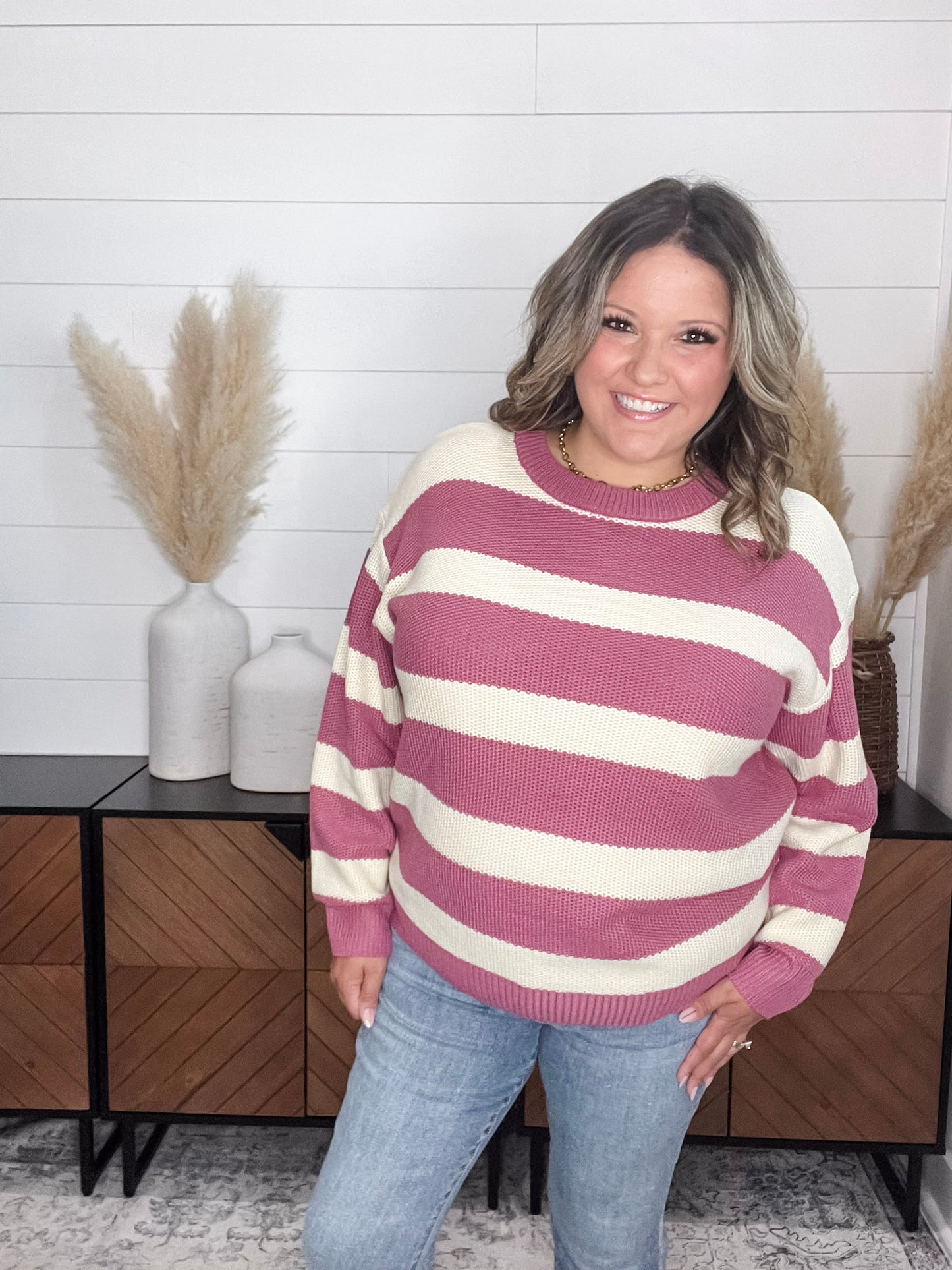 "Ace" Long Sleeve Stripe Sweater