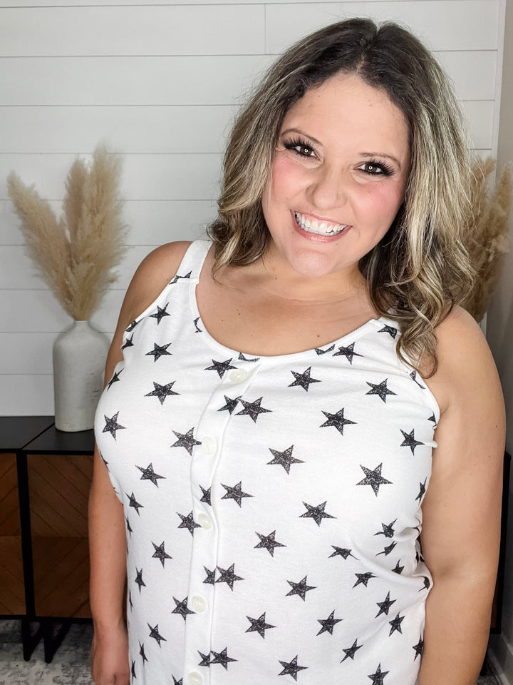 "Beyond" Star Tank with Faux Button Detail