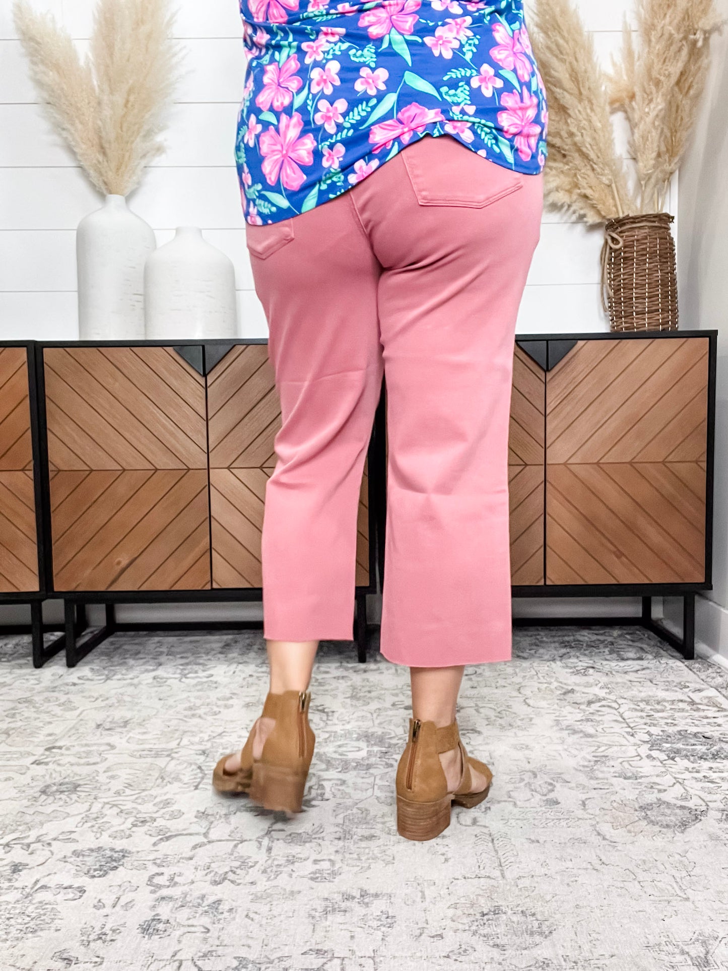 Judy Blue “Any Other Name” Rose Wide Leg Crops