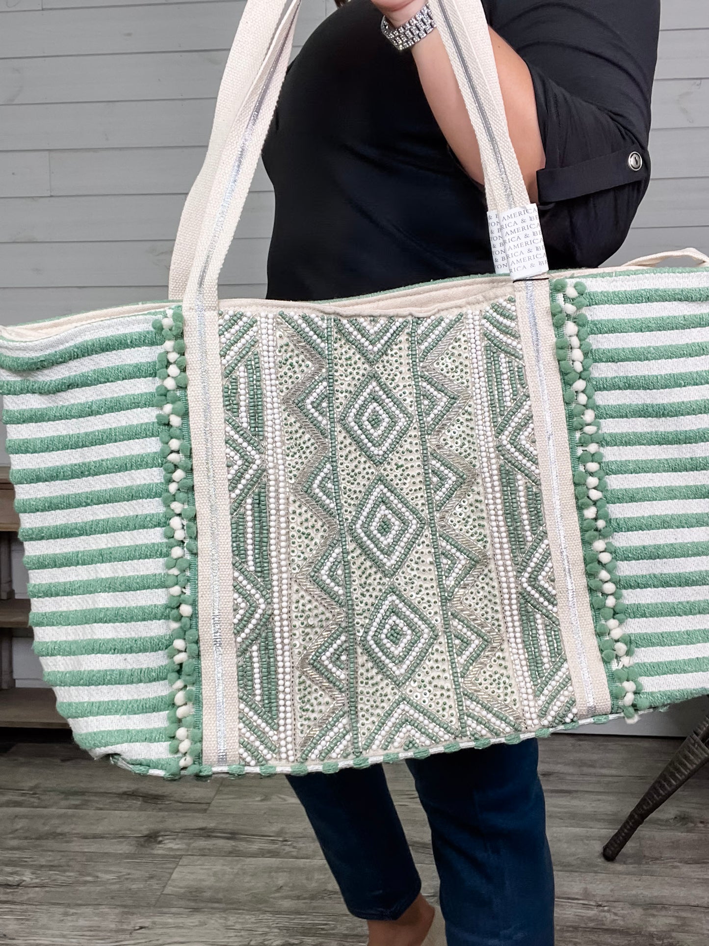 Meadow Aztec Embellished Tote